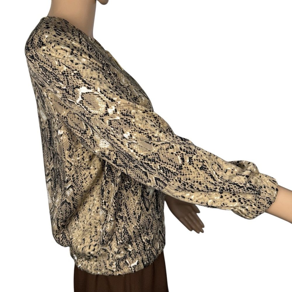 Vince Camuto Vince Camuto Snakeskin Print Silky Bomber 3/4 Sleeve Jacket Size S / US 4 / IT 40 - 3 Thumbnail