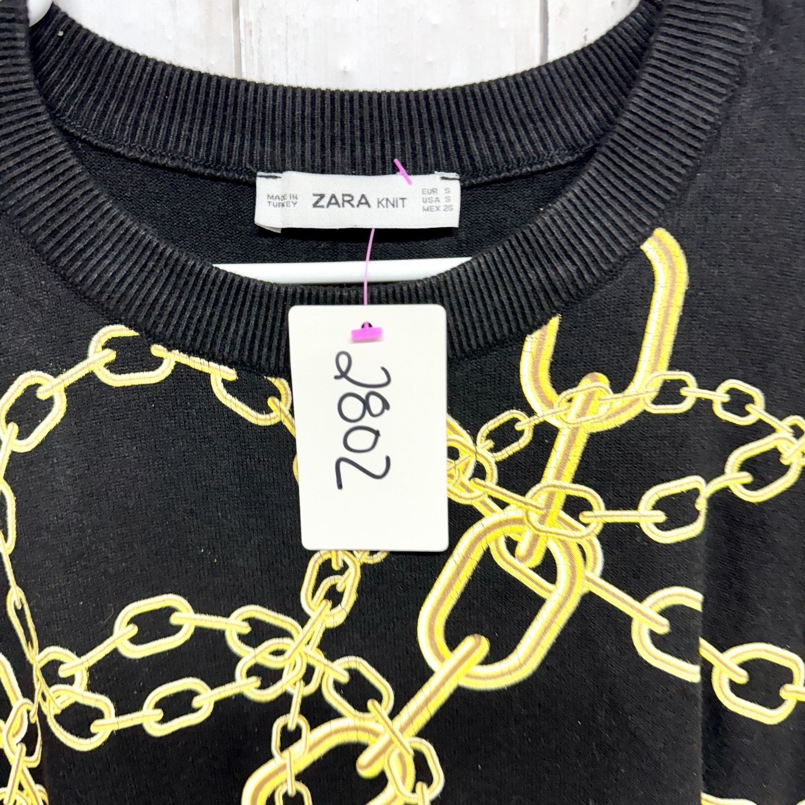 Zara Zara Knit Sweater Size Small Gold Chain Crewneck Long Sleeve Size S / US 4 / IT 40 - 2 Thumbnail