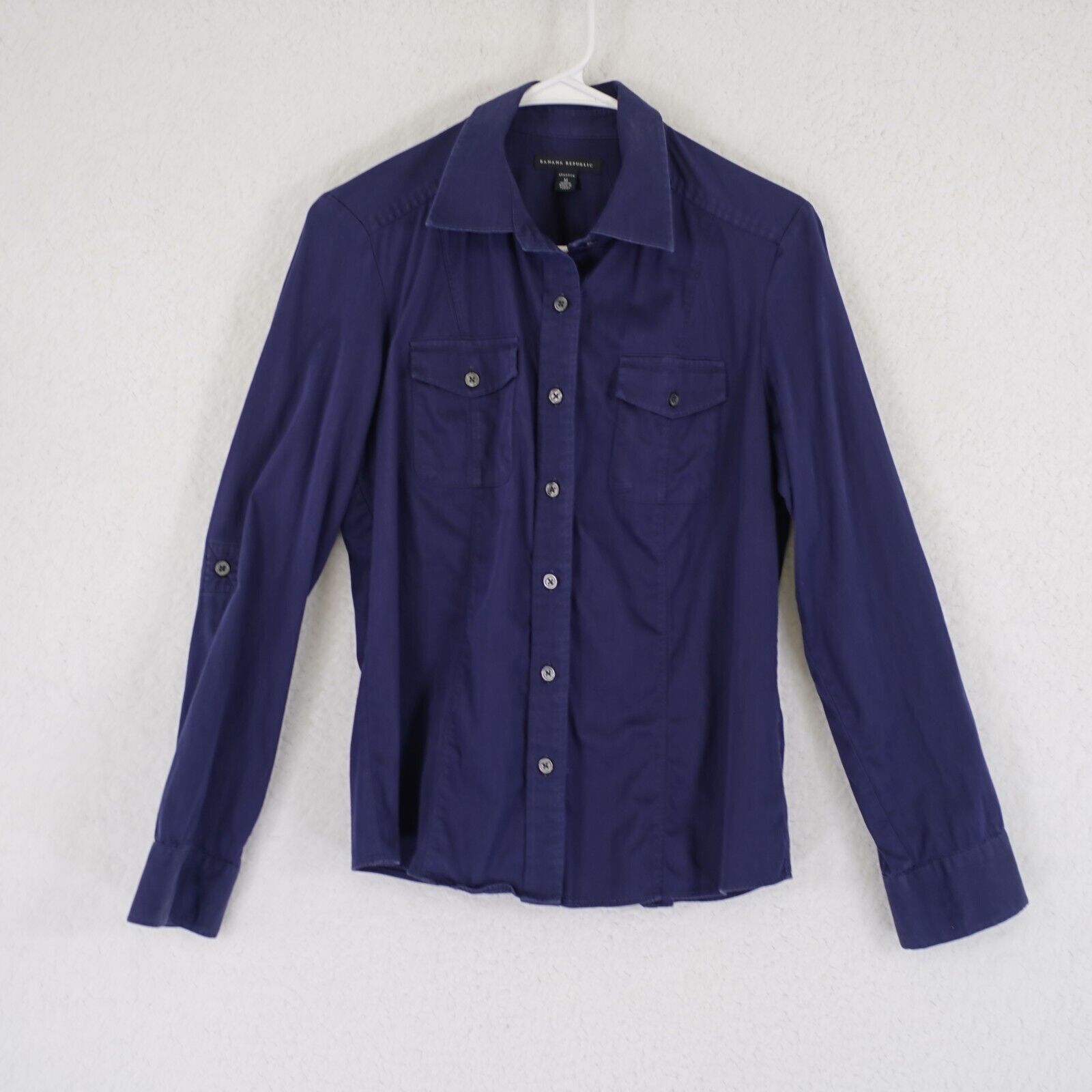 Banana Republic Banana Republic Stretch Blue Medium Collared Button Front Sh Size M / US 6-8 / IT 42-44 - 1 Thumbnail