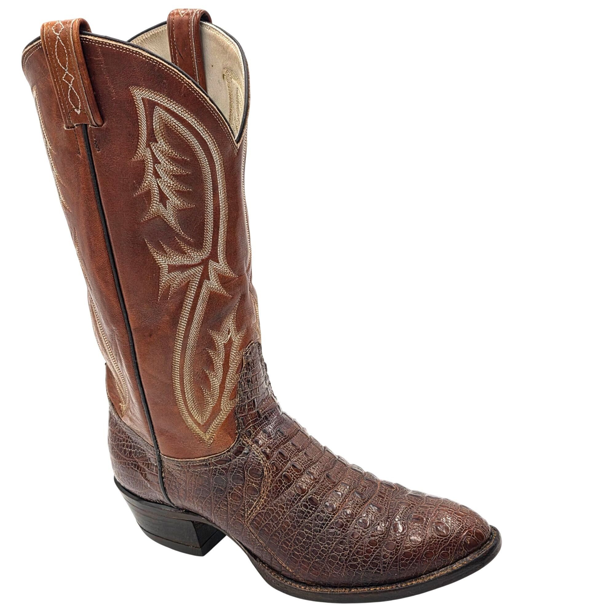 Tony Lama Vintage El Rey Tony Lama HBL Exotic Men 9D Brown Cowboy Boot Size US 9 / EU 42 - 1 Thumbnail