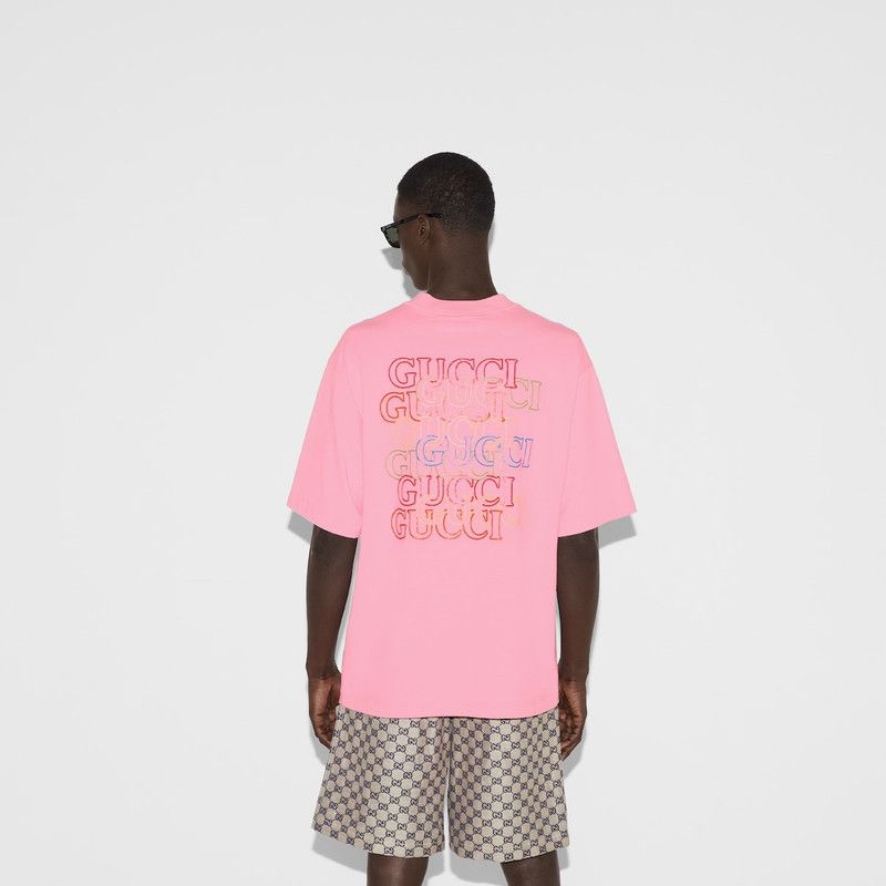 Gucci o1loc1c1225 784361 Printed Cotton Jersey T Shirt in Pink Size US L / EU 52-54 / 3 - 6 Thumbnail