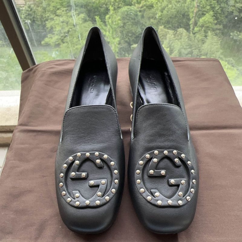 Gucci Gucci Black Loafers with Studded Detail - Size US 5.5 / EU 38 - 2 Thumbnail