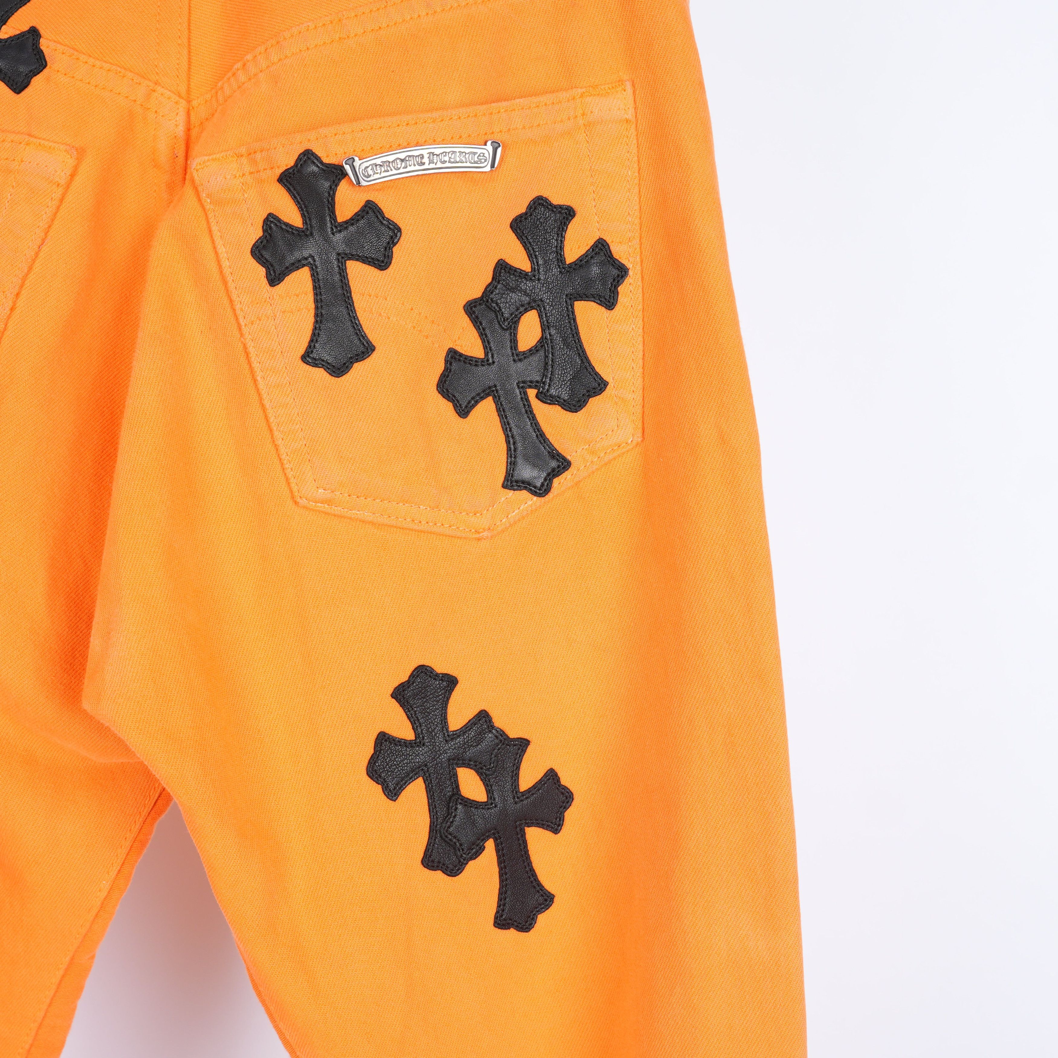 Chrome Hearts CHROME HEARTS VIRGIL ABLOH ORANGE/BLACK PATCH DENIM Size US 33 - 8 Thumbnail