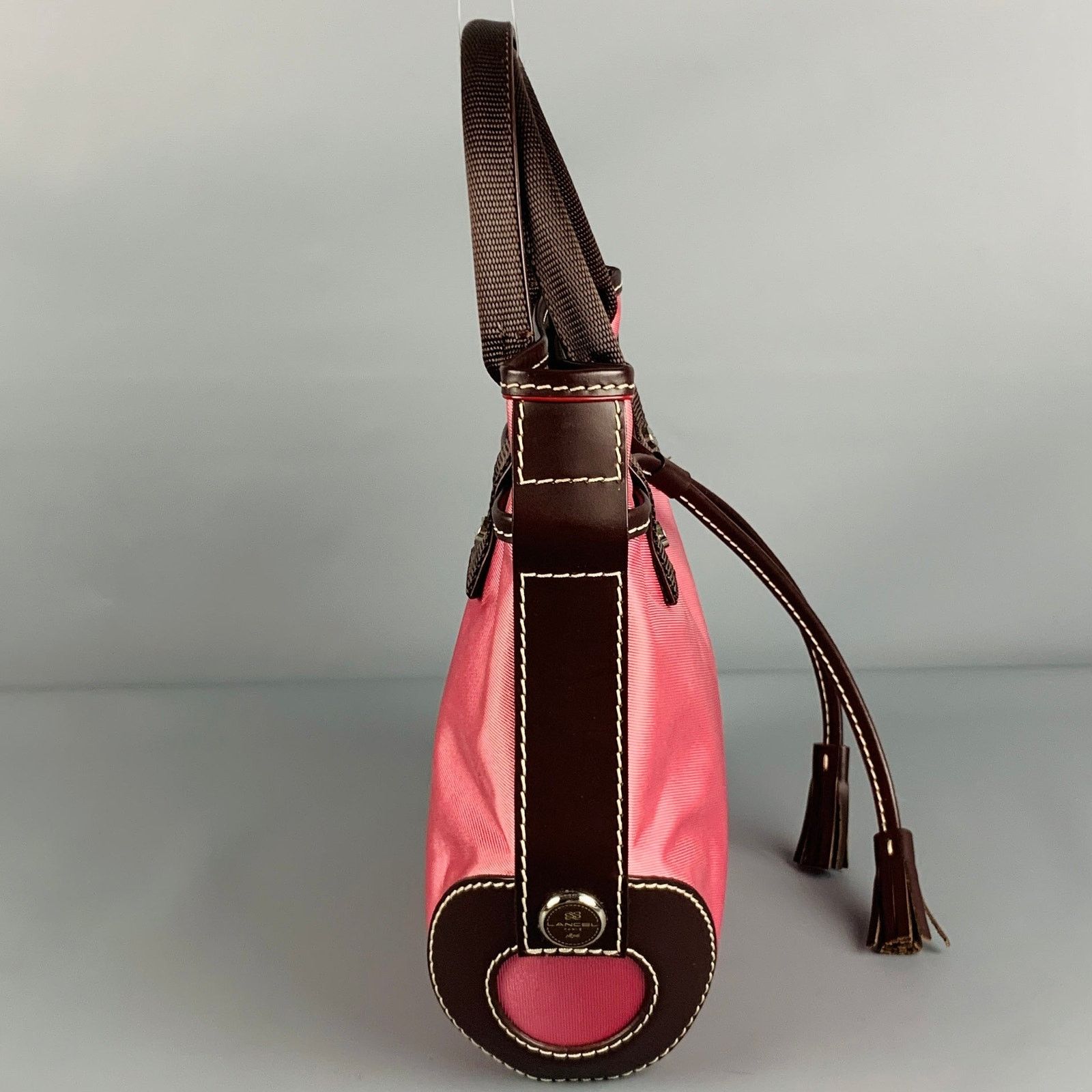 Lancel LANCEL Pink Brown Leather Trim Nylon Mini Handbag Size ONE SIZE - 2 Thumbnail