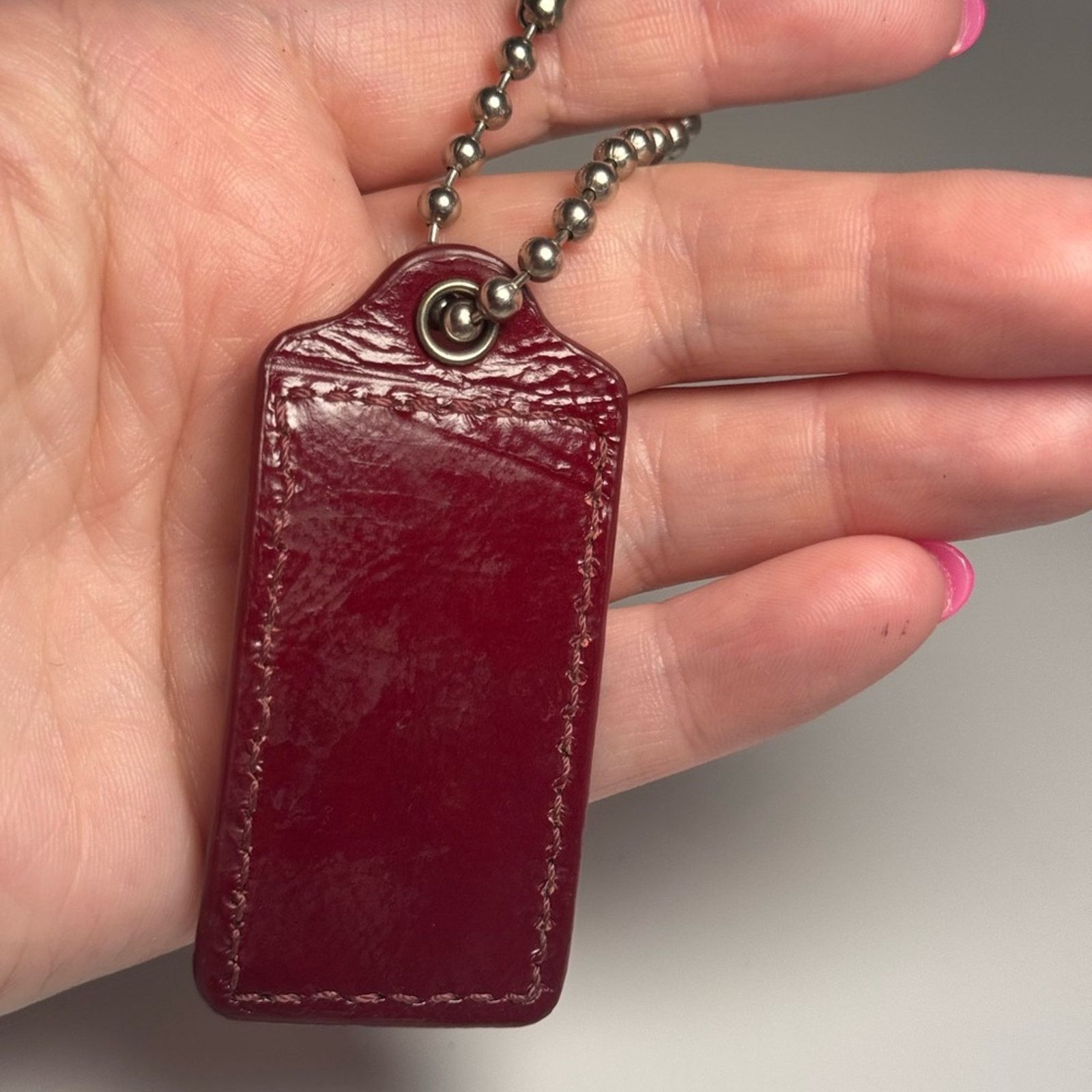 Coach Coach Patent Leather Burgundy Bag Charm Hang Tag w/Silver Size ONE SIZE - 2 Thumbnail