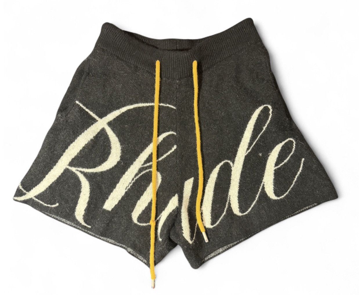 Rhude Authentic Rhude SS22 Knit Logo Shorts - Black/Creme - Size M Size US 32 / EU 48 - 1 Thumbnail