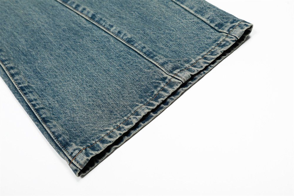 Jean Men's punk distressed loose straight stitching washed jeans Size US 32 / EU 48 - 6 Thumbnail
