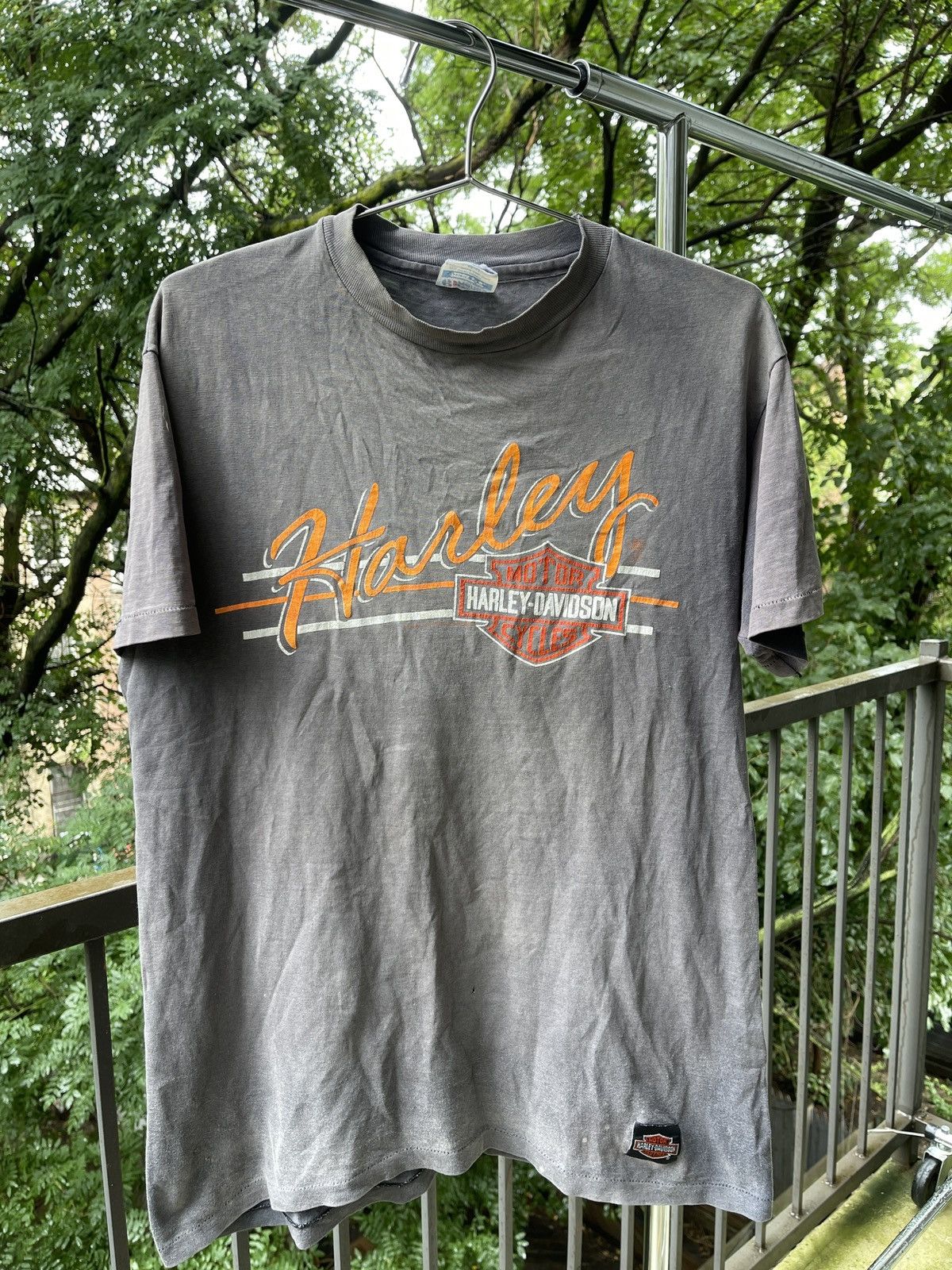image of 90's Faded Harley Davidson Sturgis Logo Tee Shirt in Faded Black, Men's (Size Large)