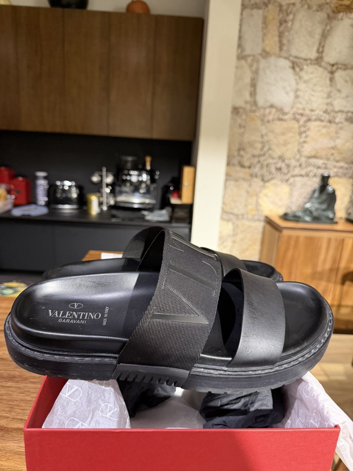 Valentino Valentino Garavani VLTN Logo Slide Sandals Size US 12 / EU 45 - 3 Thumbnail
