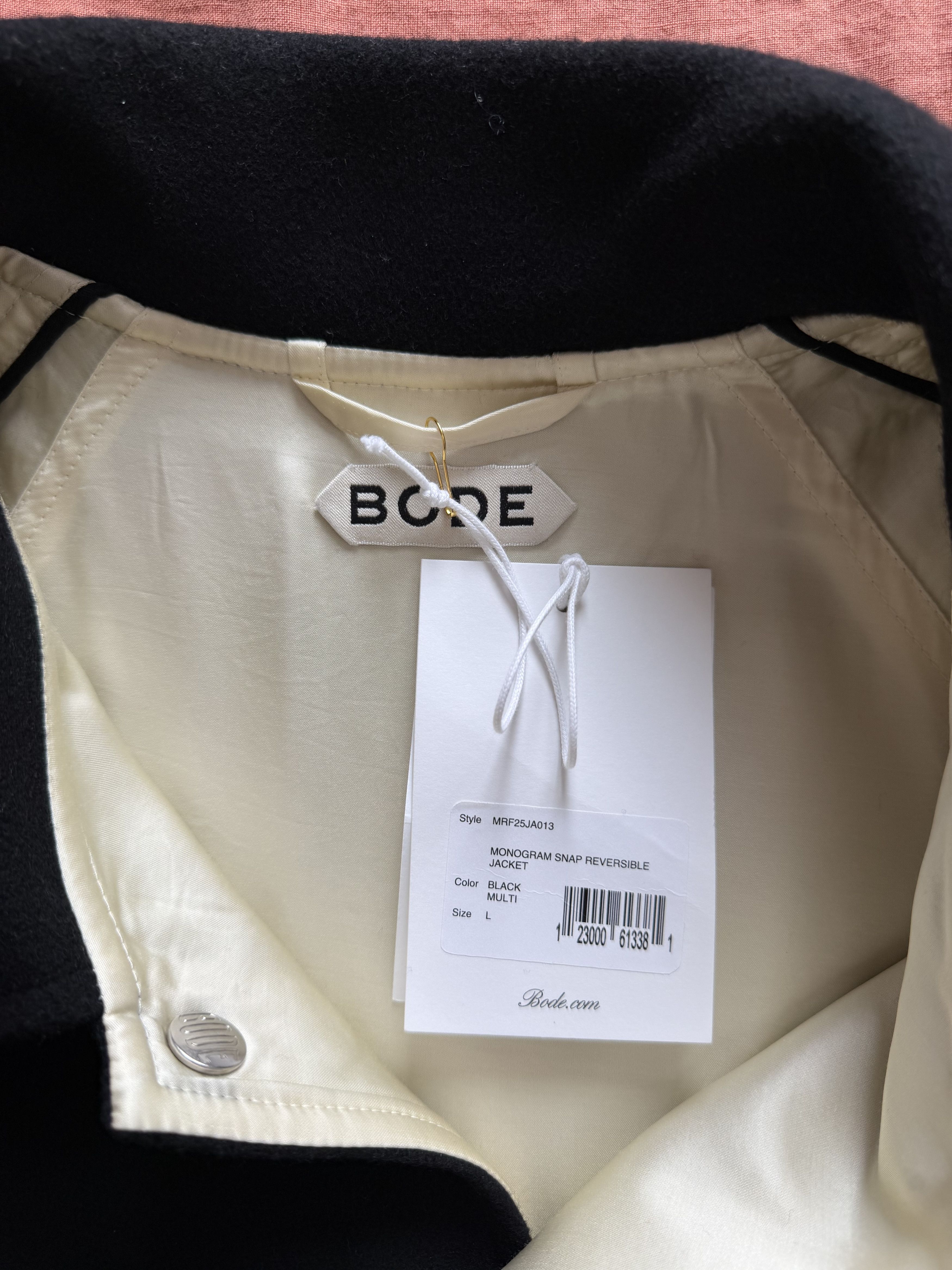 Bode Bode Monogram Snap Reversible Jacket in Black Cream Size US L / EU 52-54 / 3 - 13 Thumbnail