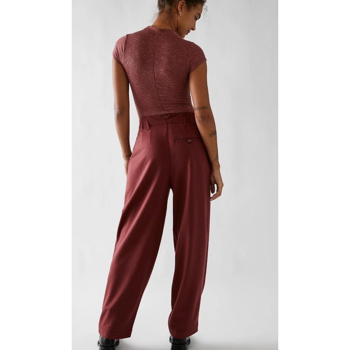 Free People New Calla Tailored Mid-Rise Trousers $108 Size 4 Garnet Size 27" / US 4 / IT 40 - 2 Thumbnail