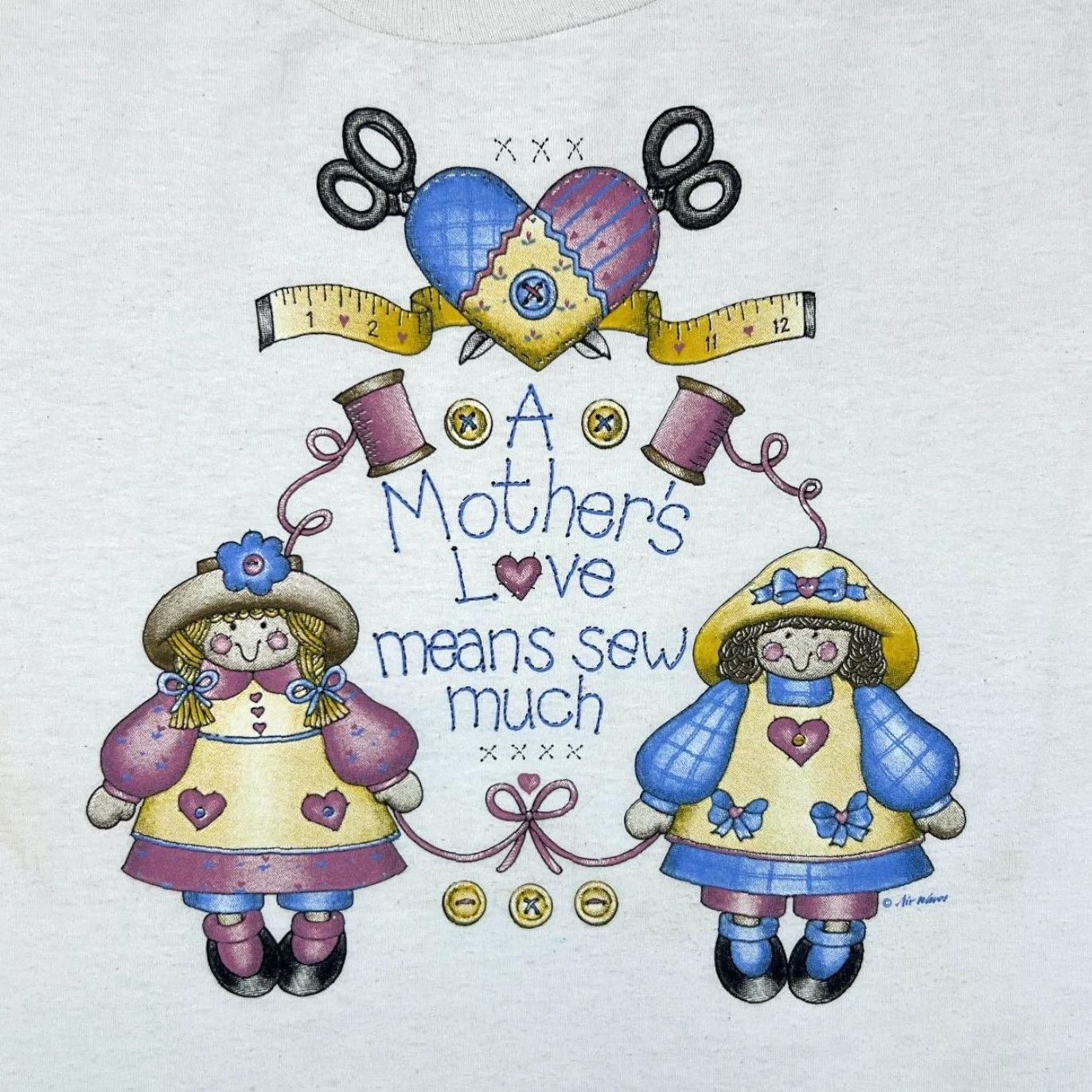 Jerzees VINTAGE Jerzees A MOTHER'S LOVE MEANS SEW MUCH Graphic T-Shirt XL White Mens Shirt Size US XL / EU 56 / 4 - 3 Thumbnail