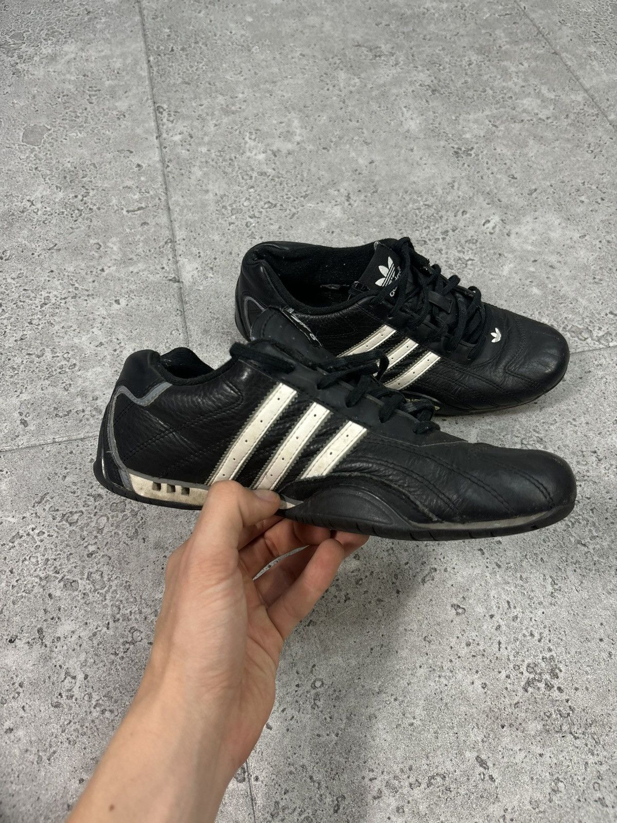 2000s Vintage Archive Racing Black Leather Adidas Good Year