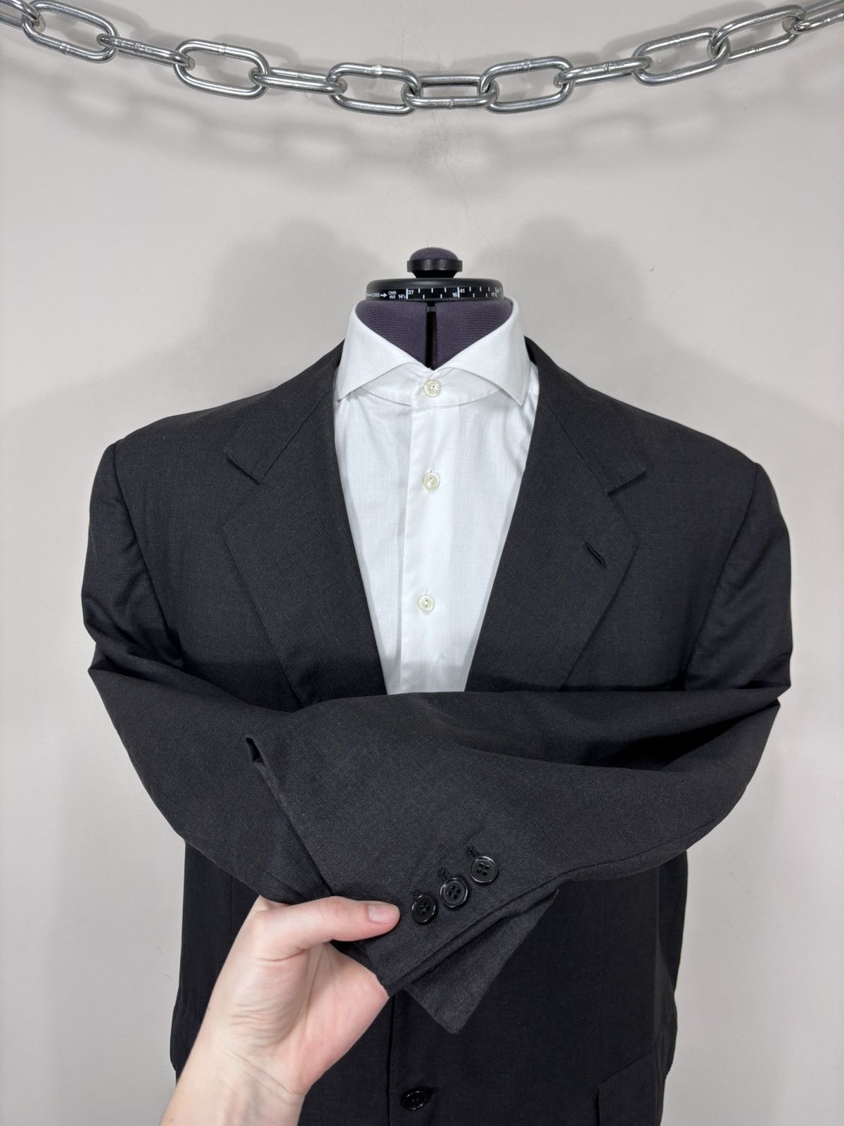 Holland & Sherry Holland & Sherry Savile Row Men’s Grey Wool Blazer Jacket Size 48R - 8 Thumbnail
