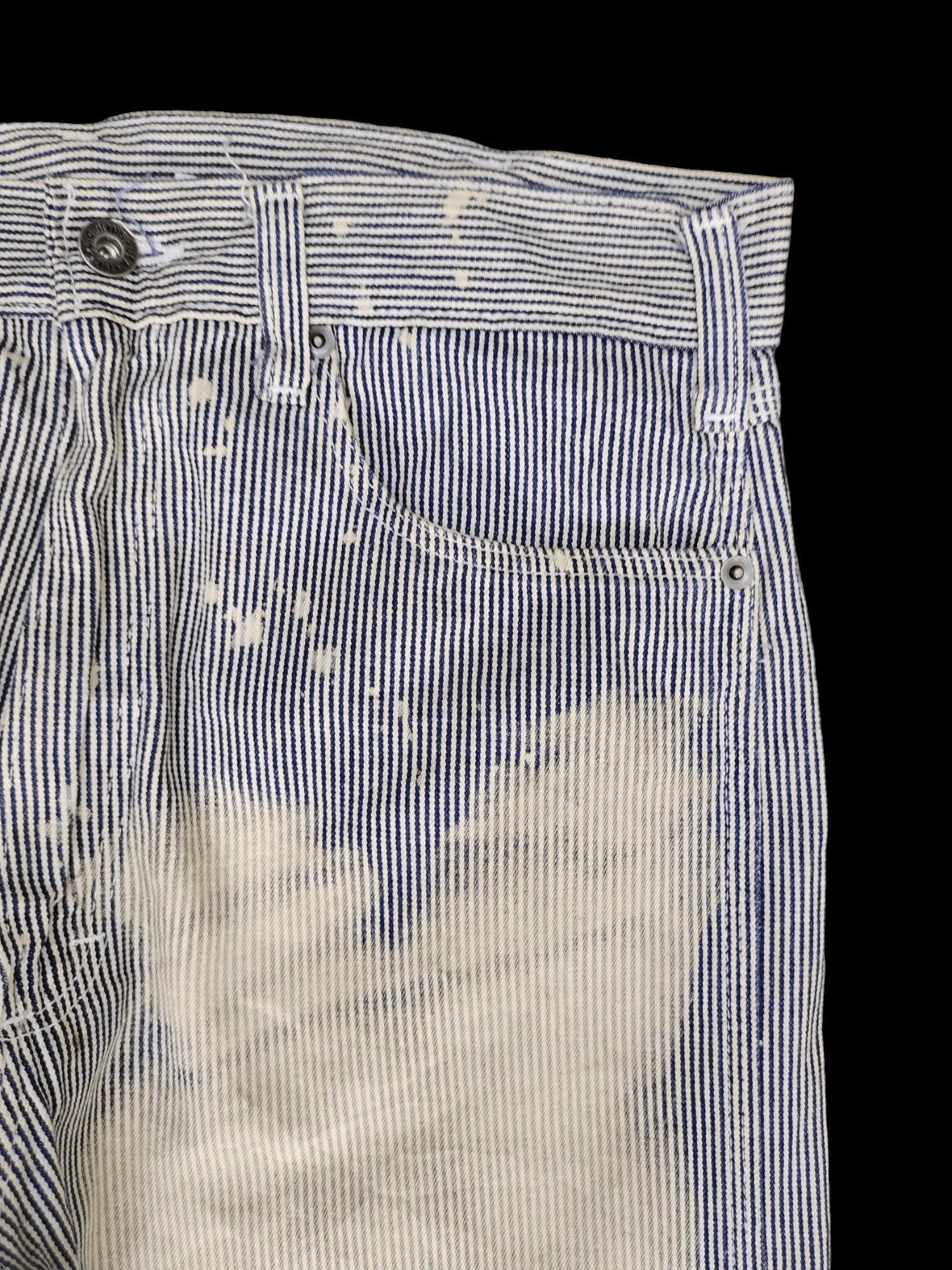 Pointer 1990s Pointer Hickory Striped Faded Distress Denim Pants Size US 32 / EU 48 - 3 Thumbnail