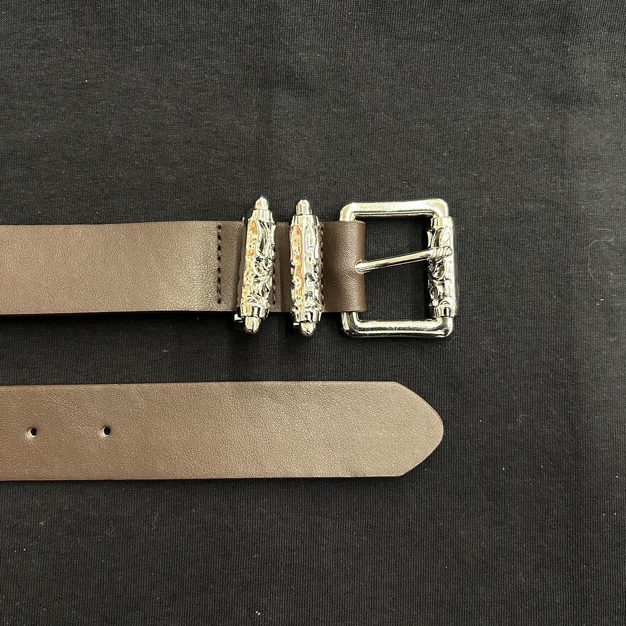 Japanese Brand × Vintage Y2K 2000s Silver Cross Hip Hop Skater Brown Roller Belt Size ONE SIZE - 3 Thumbnail