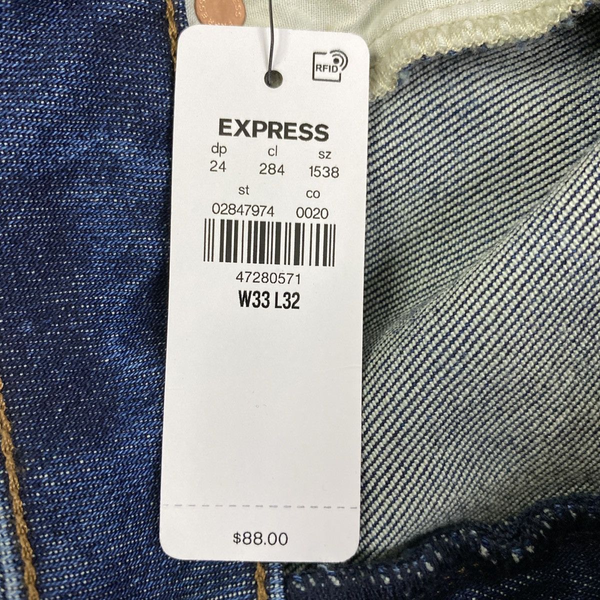 Express Express Slim Straight Men's Jeans Dark Wash 33x32 NWT Size US 33 - 9 Thumbnail
