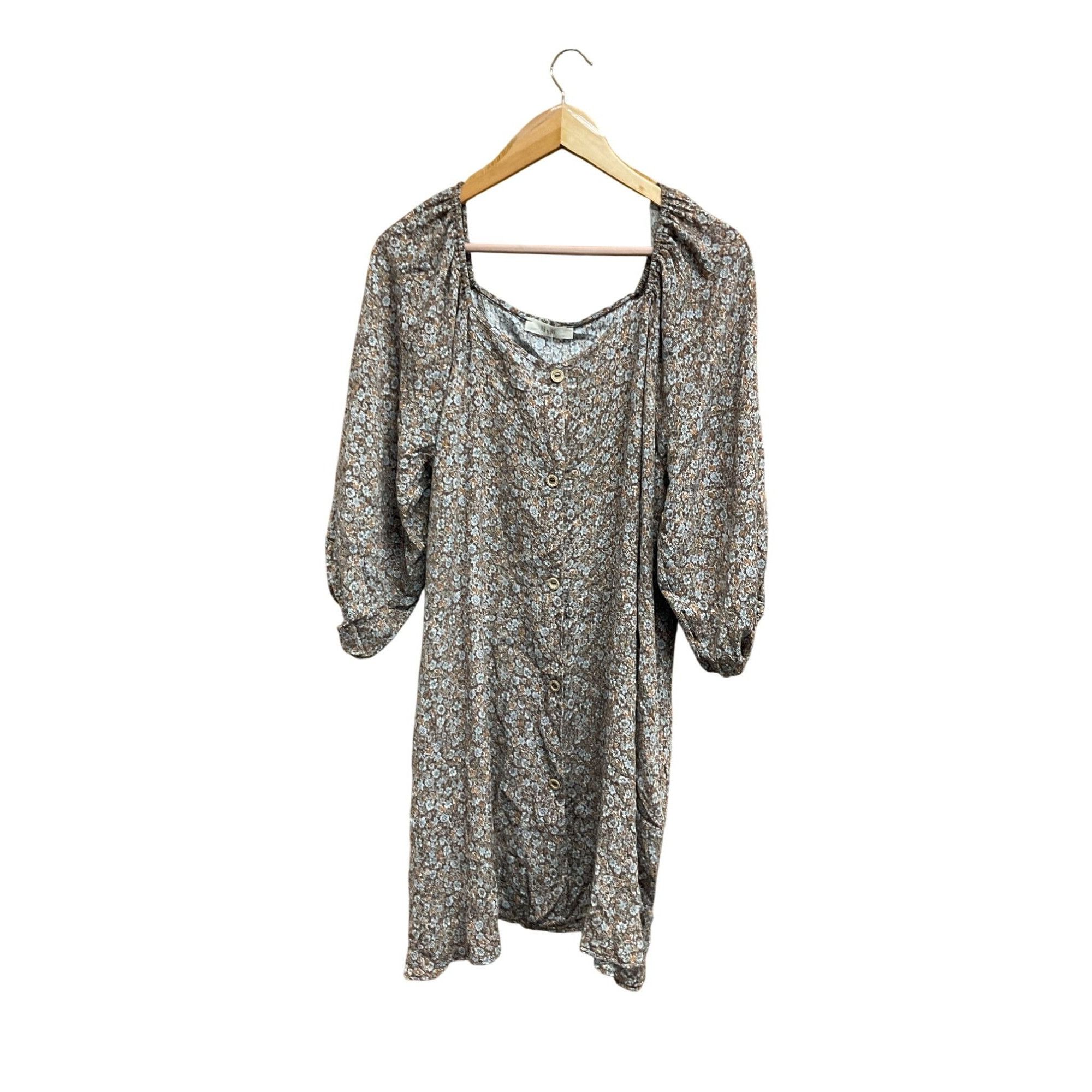Other Brown Floral Button Front Dress Medium Size M / US 6-8 / IT 42-44 - 4 Thumbnail