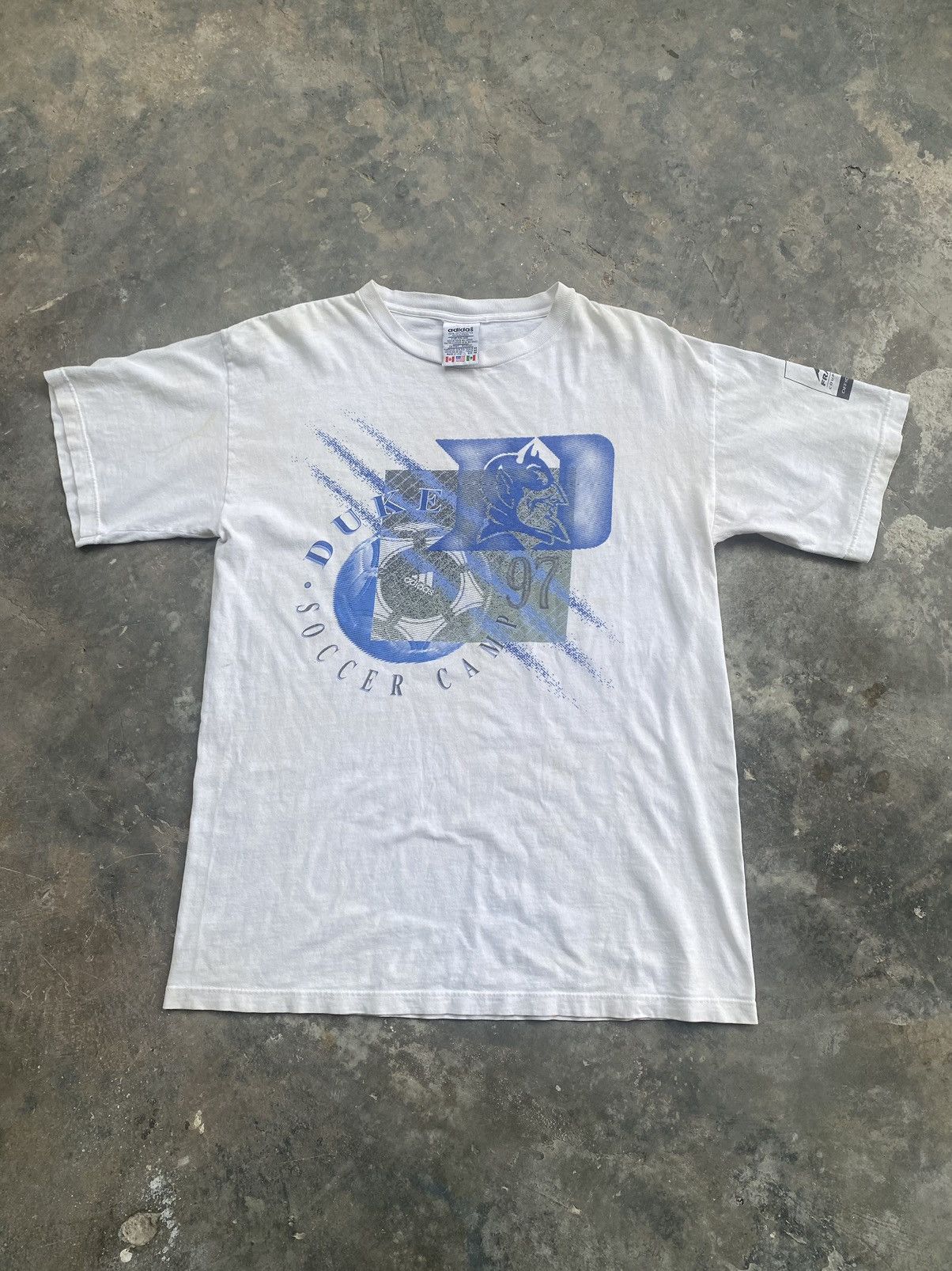 Adidas Rare Vintage 90s Adidas x Duke Soccer Camp Tee (1994) Size US M / EU 48-50 / 2 - 1 Thumbnail