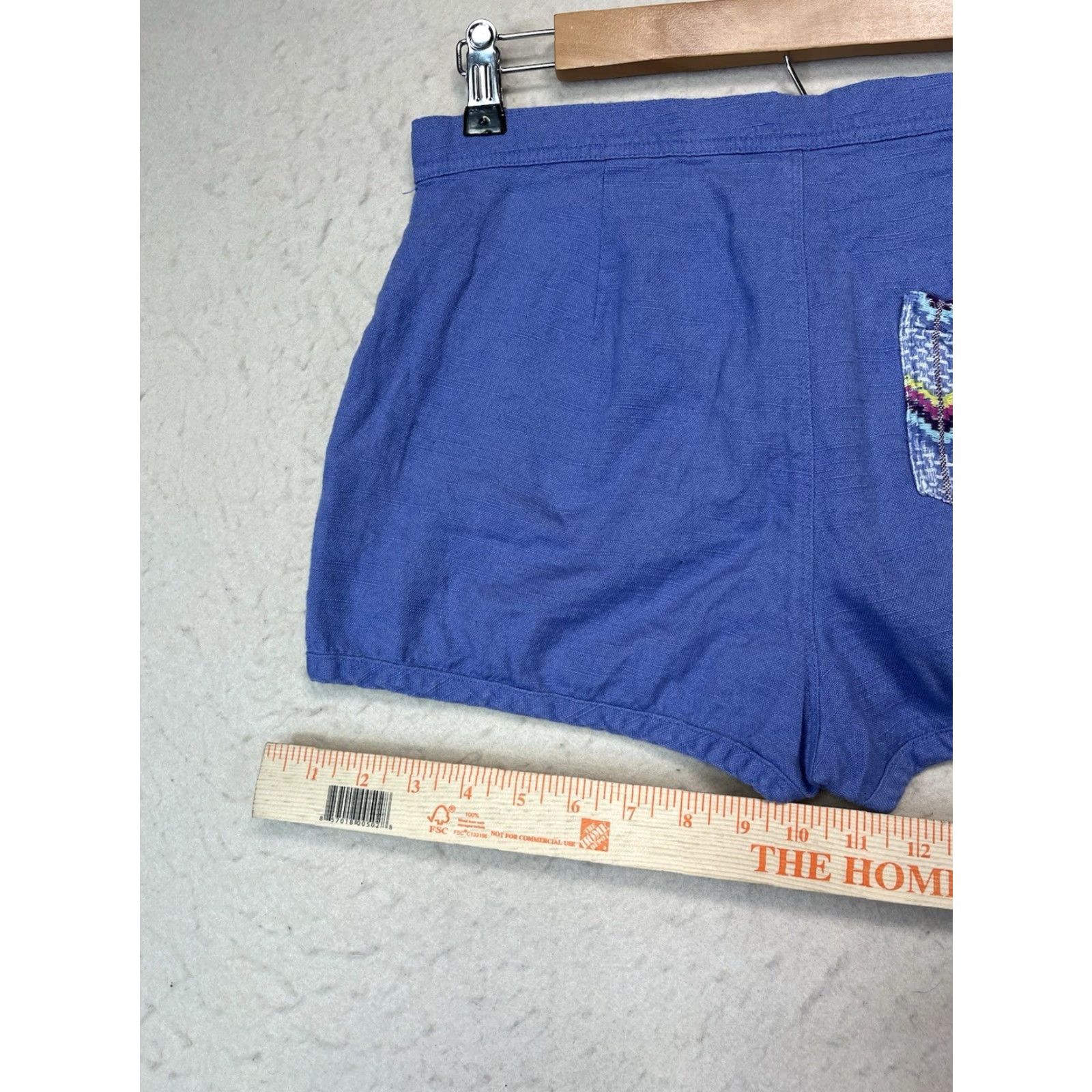 Vintage ROXY Womens Shorts 100% Cotton Size M Button Accent Back Pocket Blue Canvas Chino Casual Activewear Womens Made in India Size 32" / US 10 / IT 46 - 5 Thumbnail