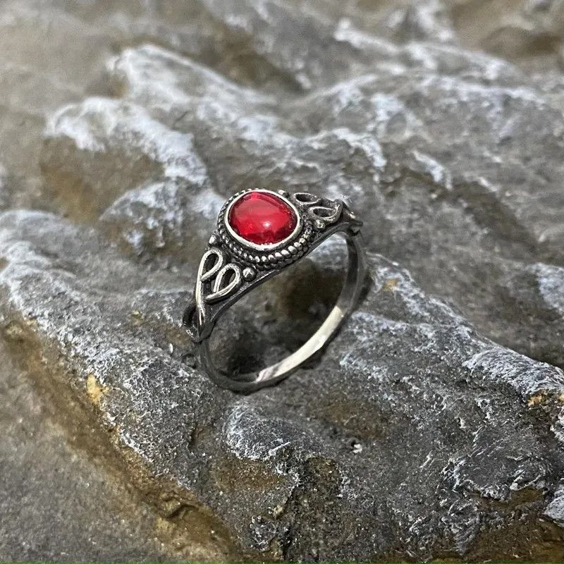 Jewelry × Vintage Oval Red Stone Vintage Ring Size ONE SIZE - 2 Thumbnail