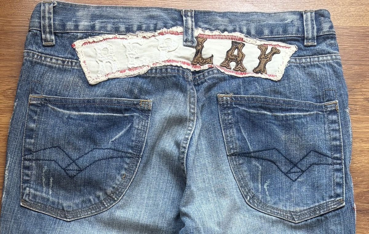 Affliction Vintage Replay Baggy Jeans Big Logo Embroidered y2k Denim Size US 34 / EU 50 - 3 Thumbnail