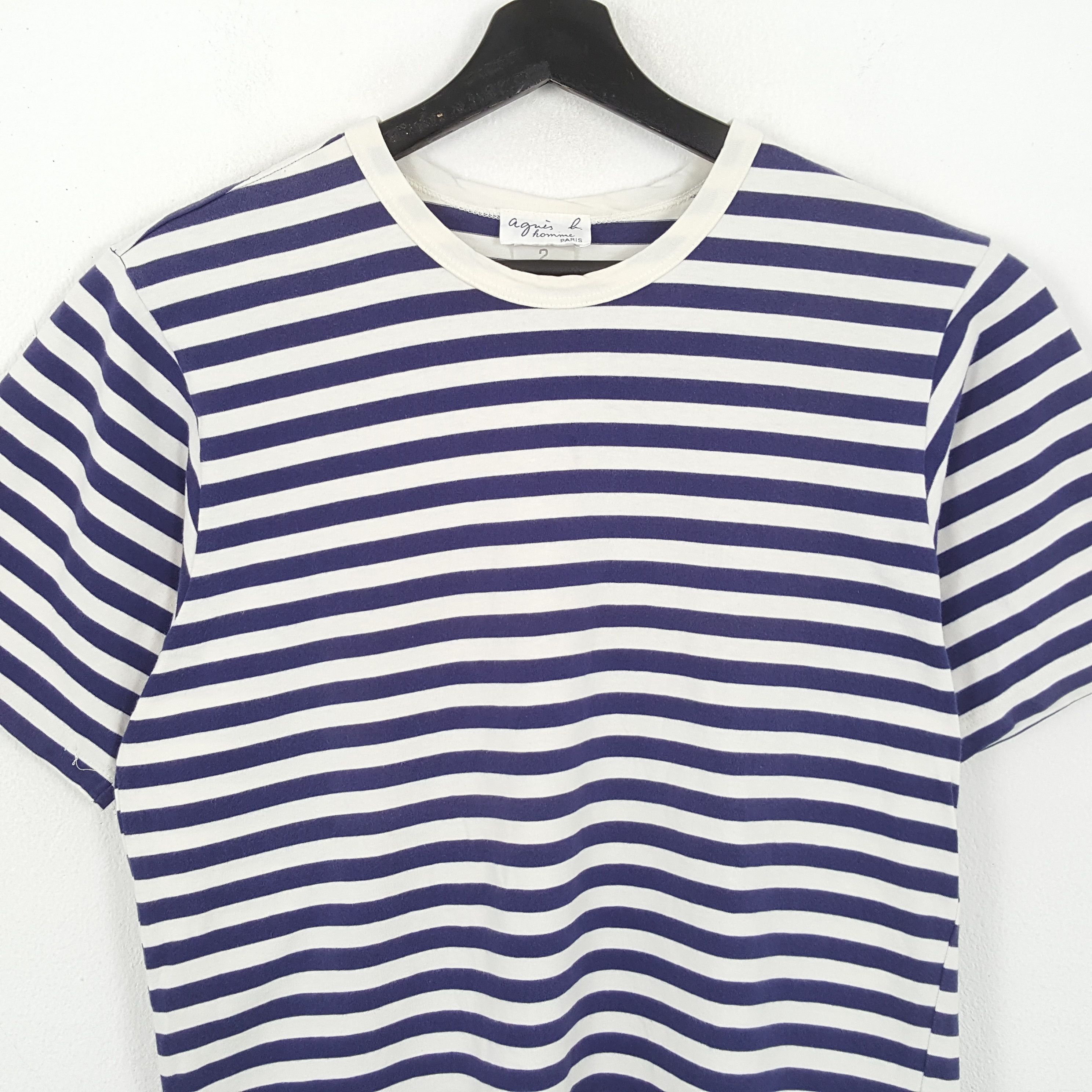 Vintage × agnes b. AGNES B HOMME Fashion Designer Stripes Design Tshirt Size US M / EU 48-50 / 2 - 2 Thumbnail