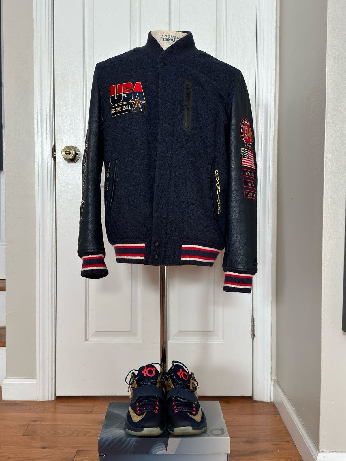 image of Nike 94’ Usa Olympic Basketball Bomber in Navy, Men's (Size Large)