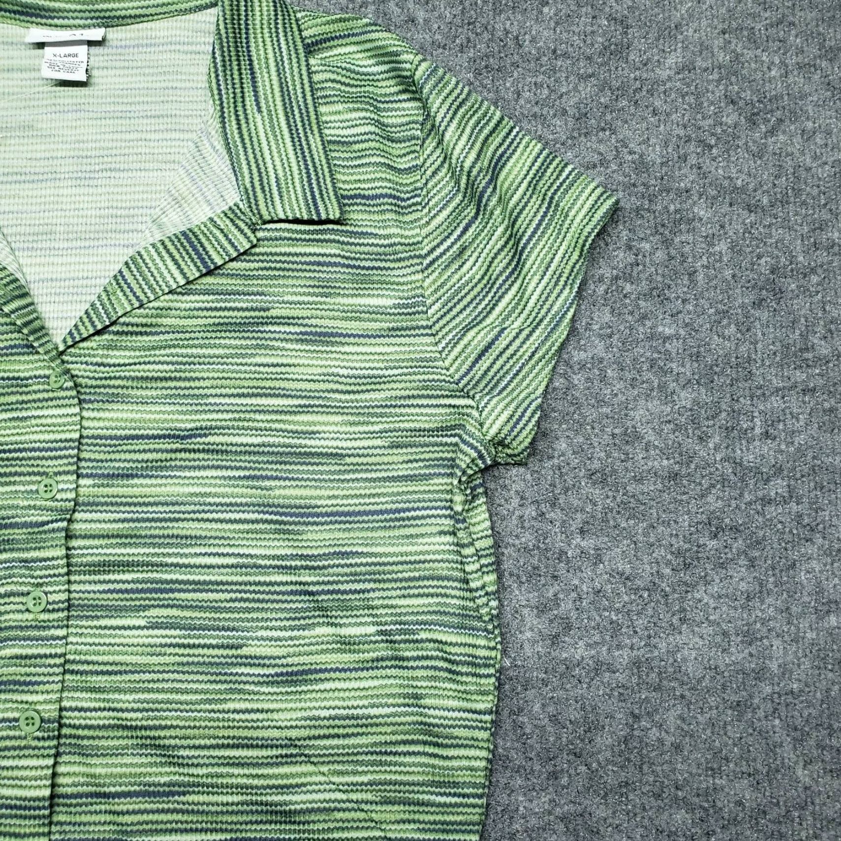 Vintage Rue21 Shirt Top Womens XL Green Space Dye Stretch Button Up Collared New Size XL / US 12-14 / IT 48-50 - 5 Thumbnail