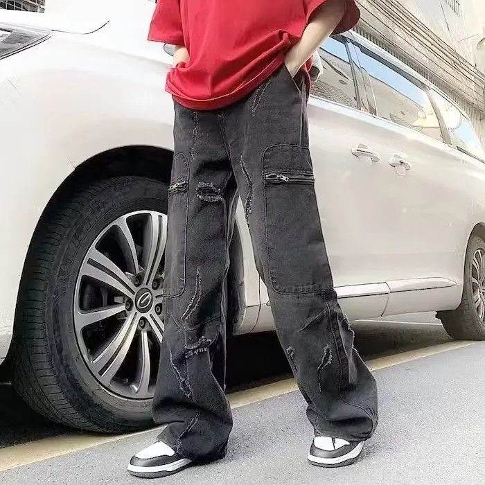 Japanese Brand × Jean Washed Black Baggy Ripped Jeans Pants and Size US 32 / EU 48 - 2 Thumbnail