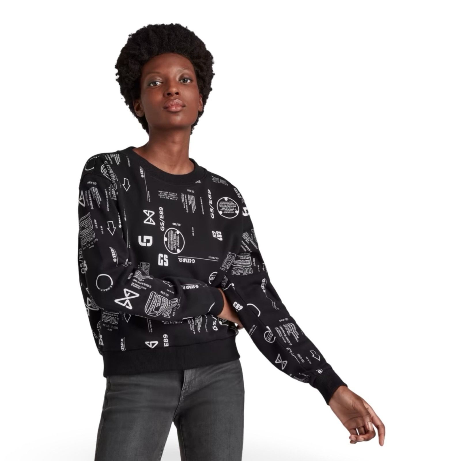 G-Star G-Star RAW D20500 Cropped Graphic Sweatshirt Black Size XS Size XS / US 0-2 / IT 36-38 - 3 Thumbnail