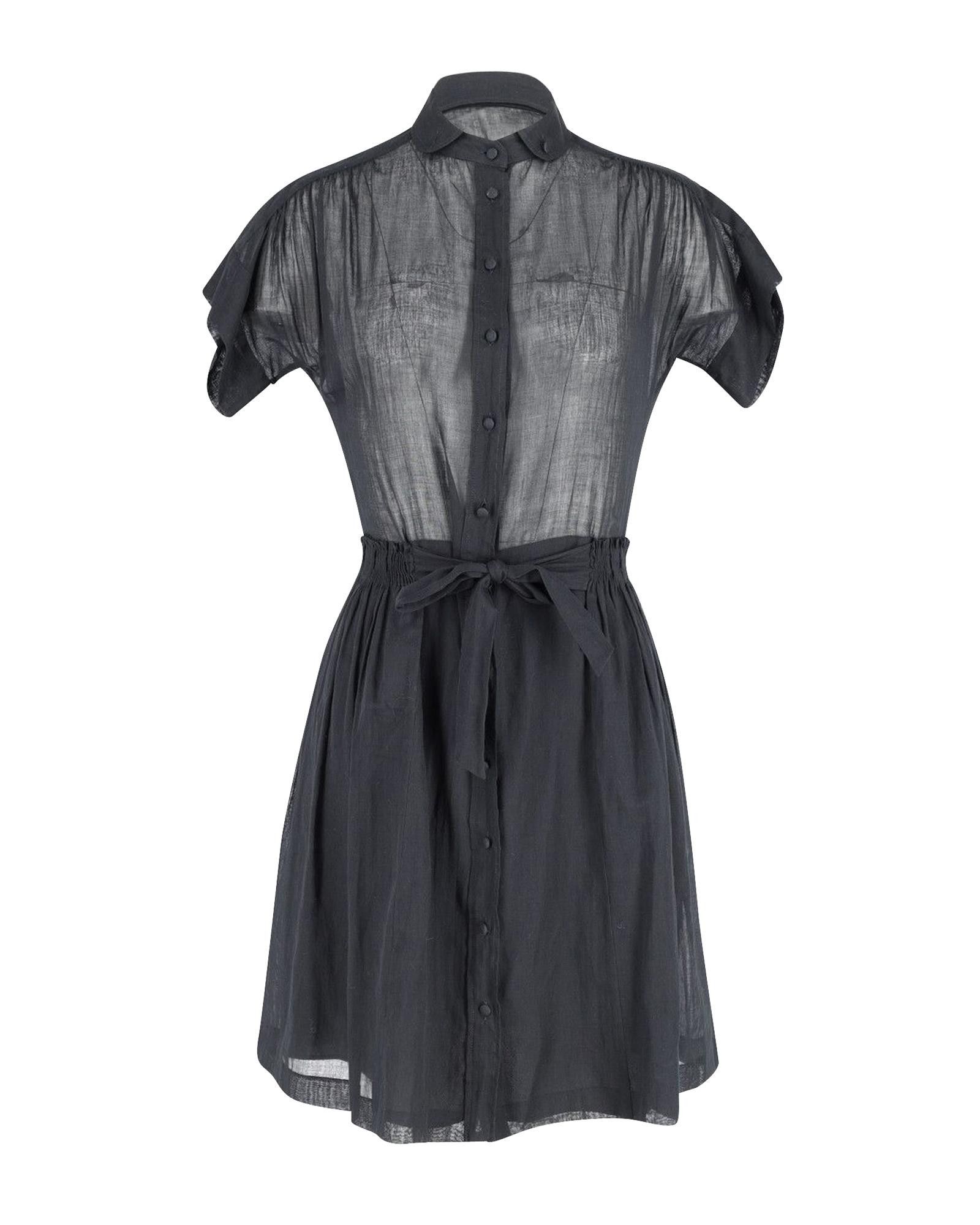 image of Viktor Rolf Tie-Front Shirt Dress In Black Cotton By Viktor & Rolf, Women's (Size Small)