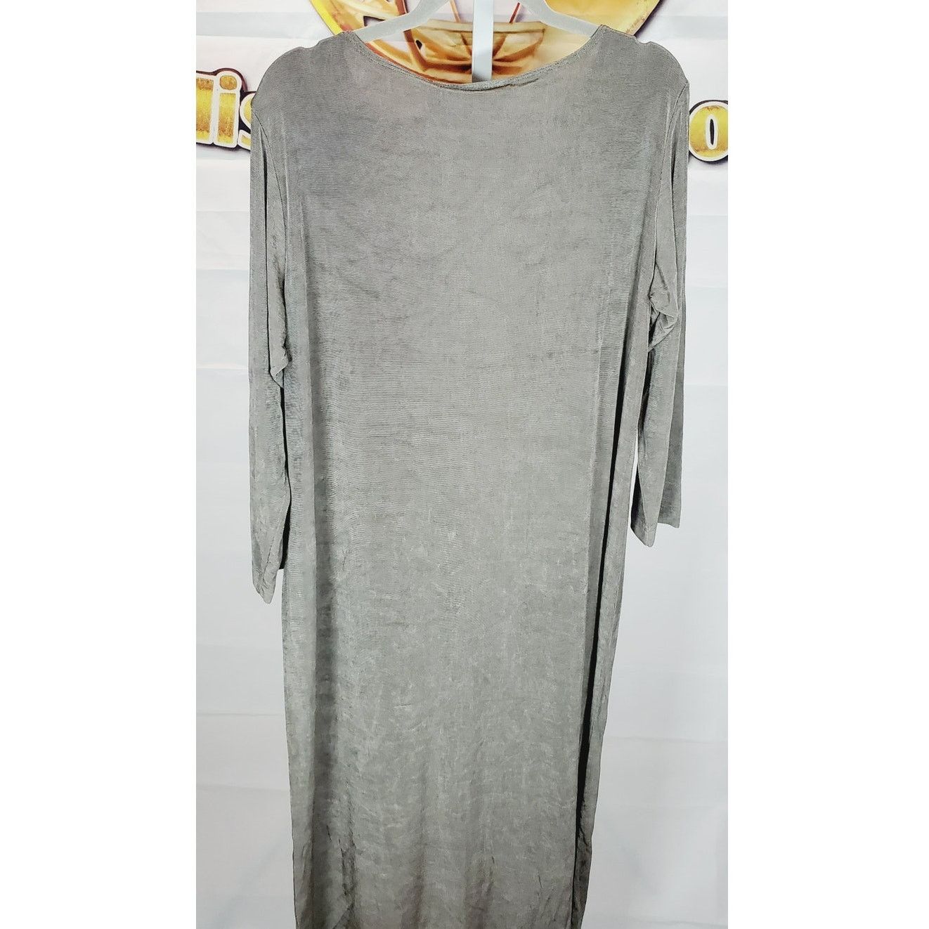 Chicos Private Edition by Chicos Gray Long Sleeve Midi Dress Size L Size L / US 10 / IT 46 - 2 Thumbnail