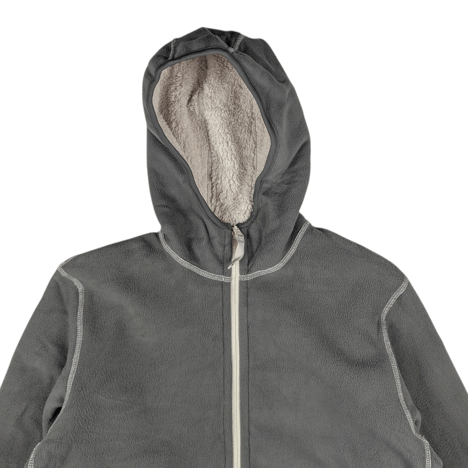 Japanese Brand Y2k UNIQLO Zipper Up Reversible Grey Beige Fleece Hoodie Size US M / EU 48-50 / 2 - 7 Thumbnail