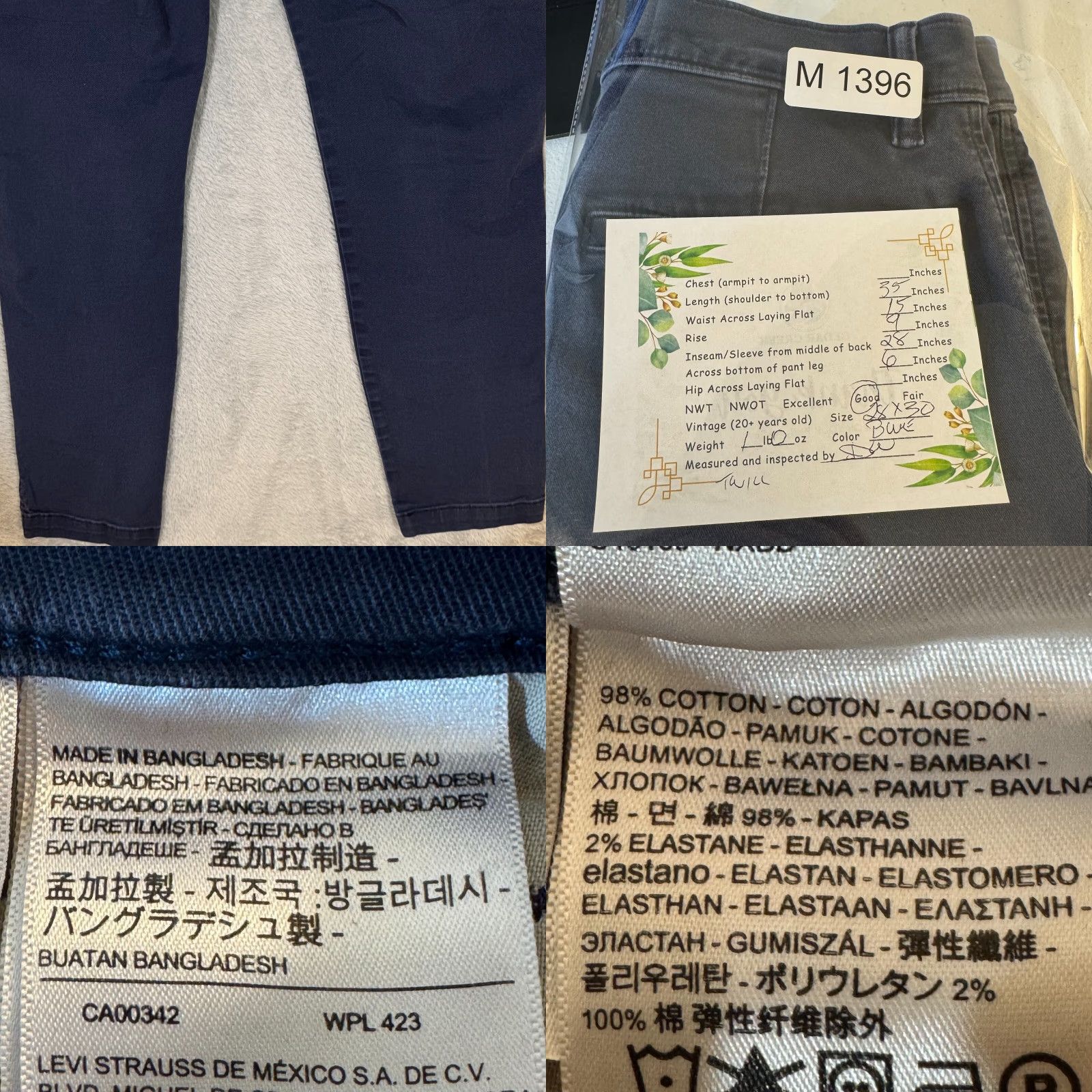 Levi's Levi’s 552 Mens Jeans Straight Leg Mid Rise Blue Denim Medium Wash 28 x 30 Jeans Men’s 28x30 Blue Denim Straight Leg (Levi’s 552) Size US 28 / EU 44 - 8 Thumbnail