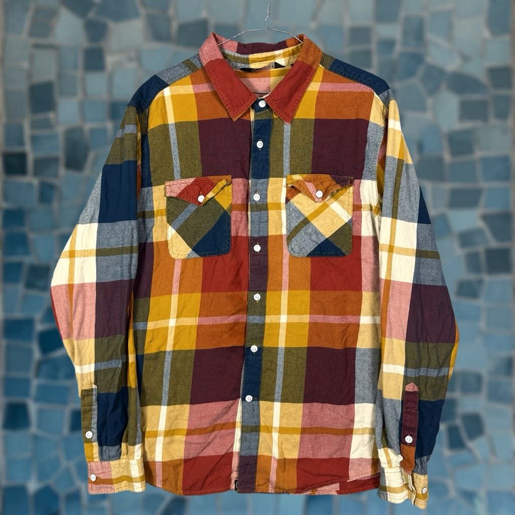 Gramicci Gramicci Flannel Shirt Mens L General Purpose Organic Cotton Madras Plaid - Long Sleeve - Button-Up - Size L Size US L / EU 52-54 / 3 - 1 Thumbnail