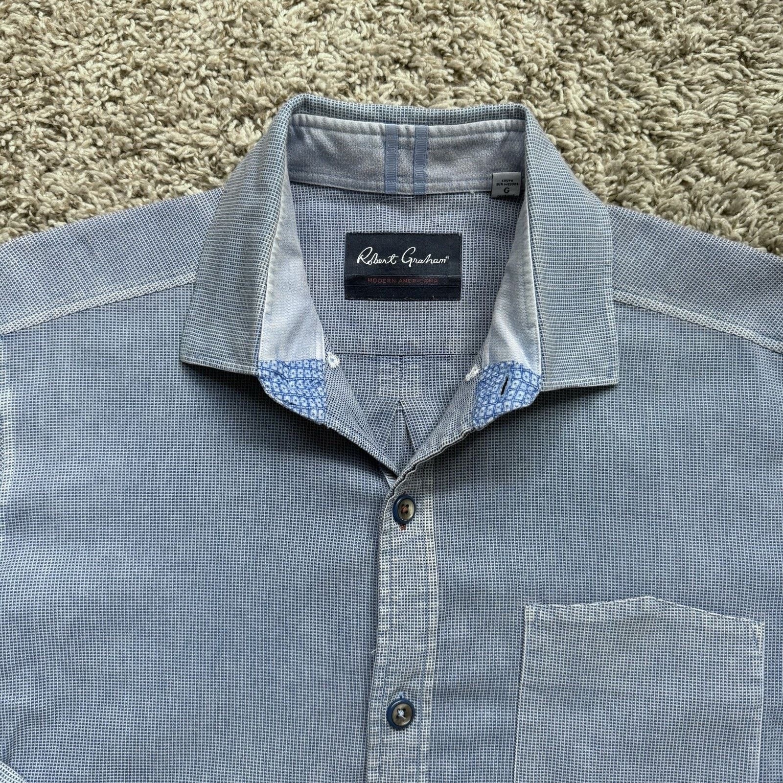 Robert Graham Robert Graham Blue Button Up LS Shirt Size L Tailored Fit Size US L / EU 52-54 / 3 - 7 Thumbnail
