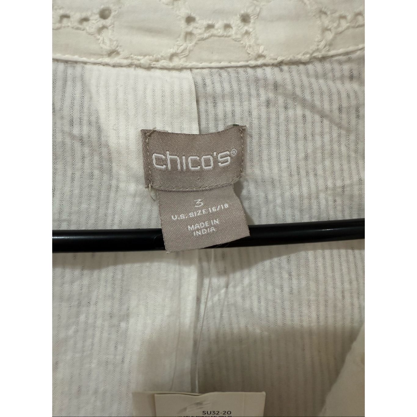 Chicos Chico's NWT Embellished Cotton Eyelet Jacket size XL (3) Size XL / US 12-14 / IT 48-50 - 4 Thumbnail