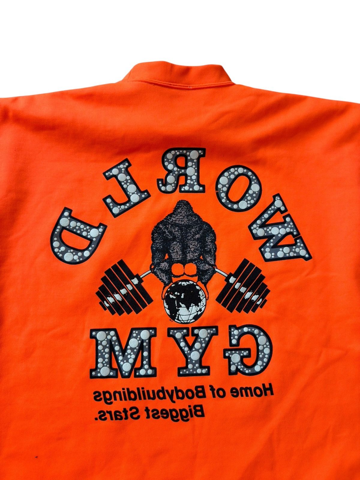 Vintage *RARE* VINTAGE 90s JAPAN WORLD GYM NEON FLUO ORANGE TOP TEE Size US XL / EU 56 / 4 - 9 Thumbnail