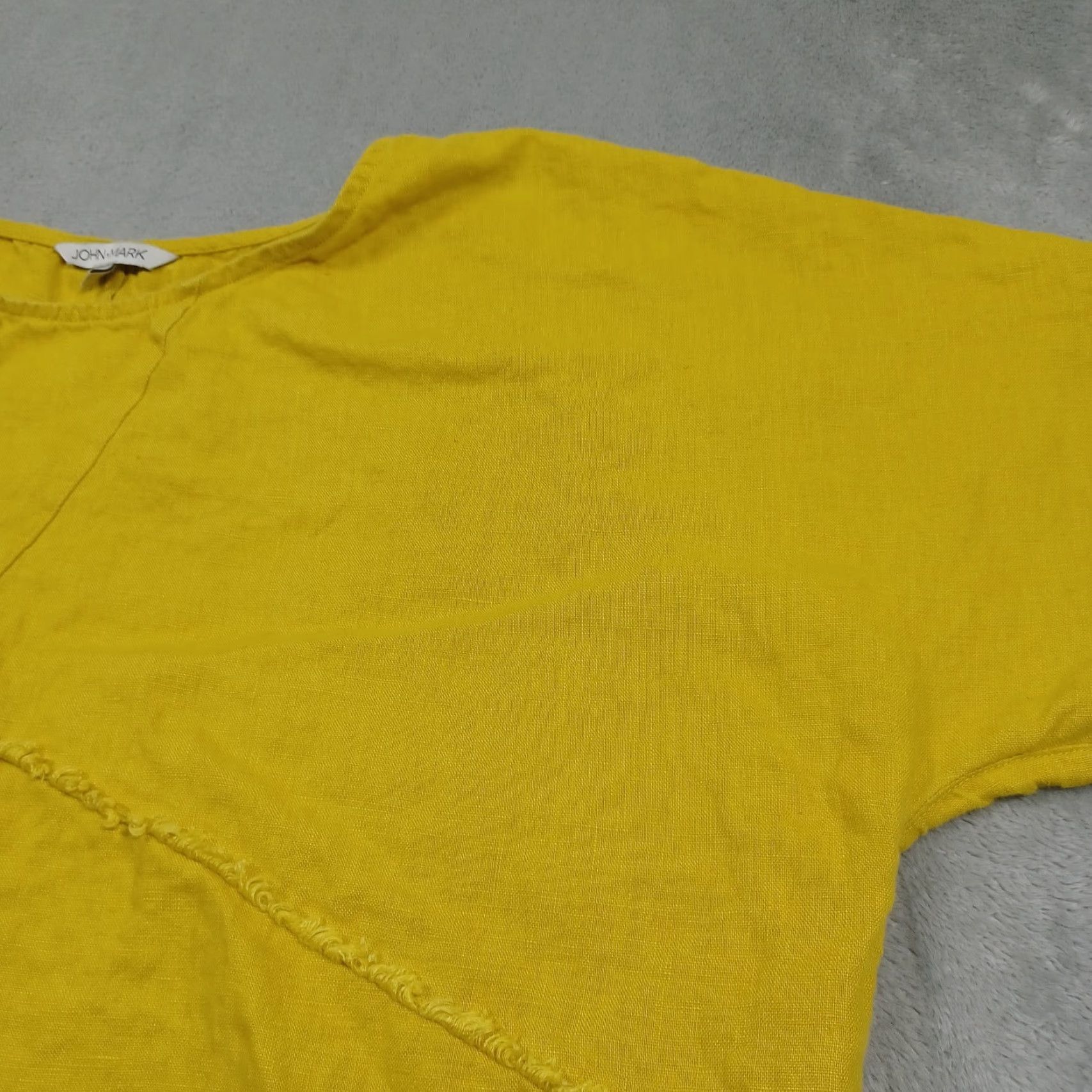 Vintage John Mark Blouse Womens Large Yellow Linen Solid Basic Preppy Classic Spring Fall Summer Winter Womens Size L / US 10 / IT 46 - 3 Thumbnail