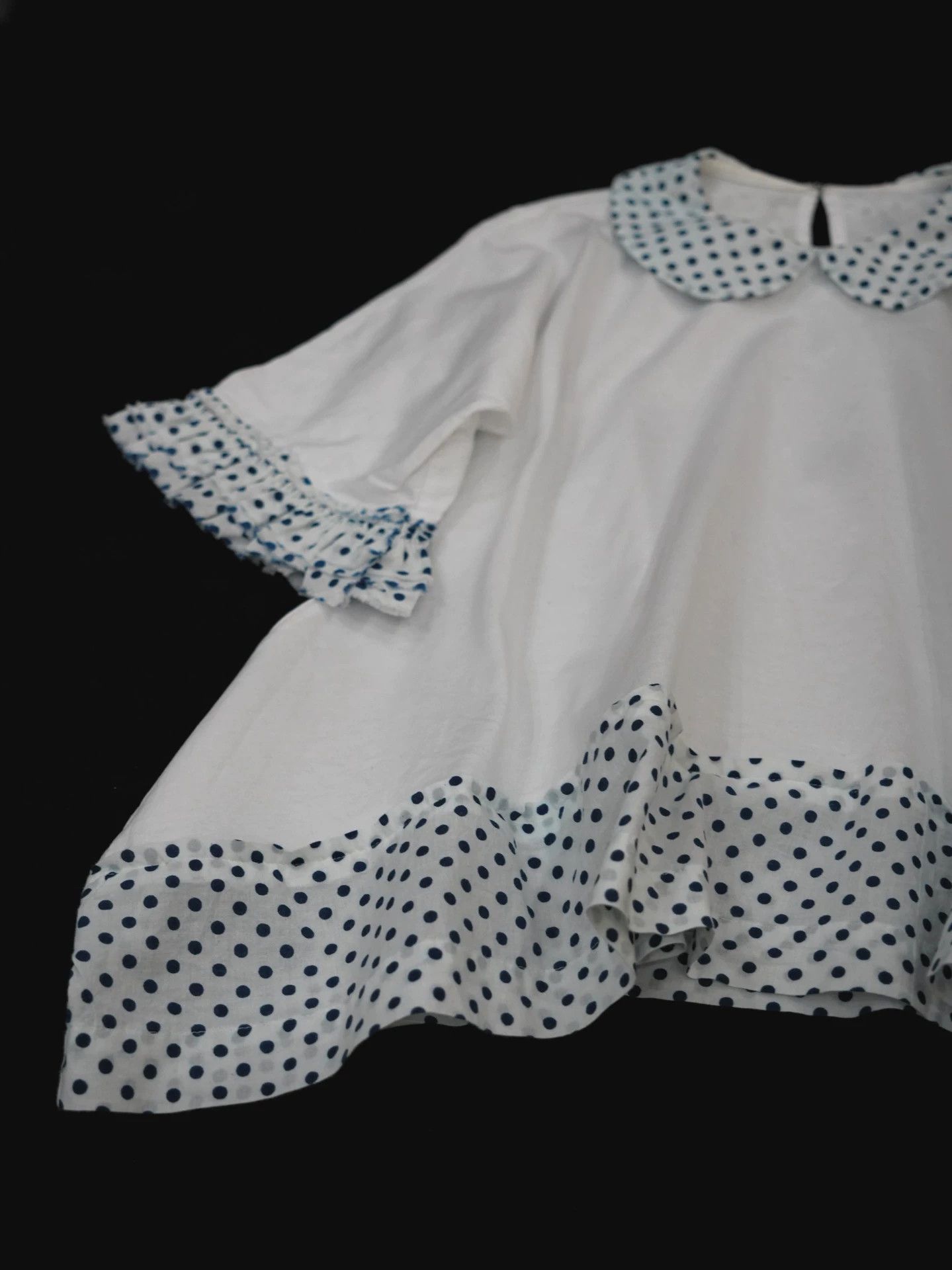 Comme des Garcons Comme des Garçons Navy Polka Dot Voluminous Top S Size S / US 4 / IT 40 - 6 Thumbnail