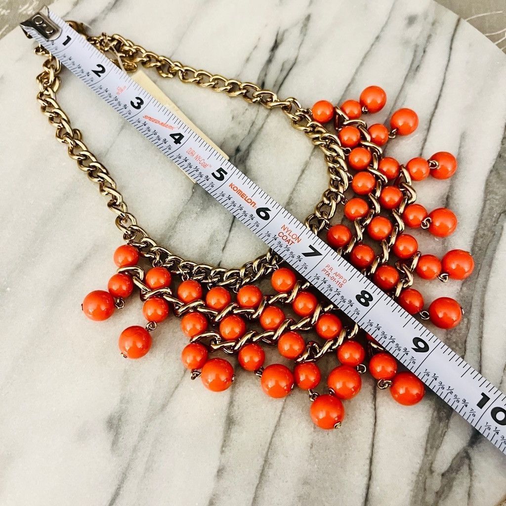 Designer Amrita Singh Beaded Necklace Coral Orange Gold Toned Size ONE SIZE - 6 Thumbnail
