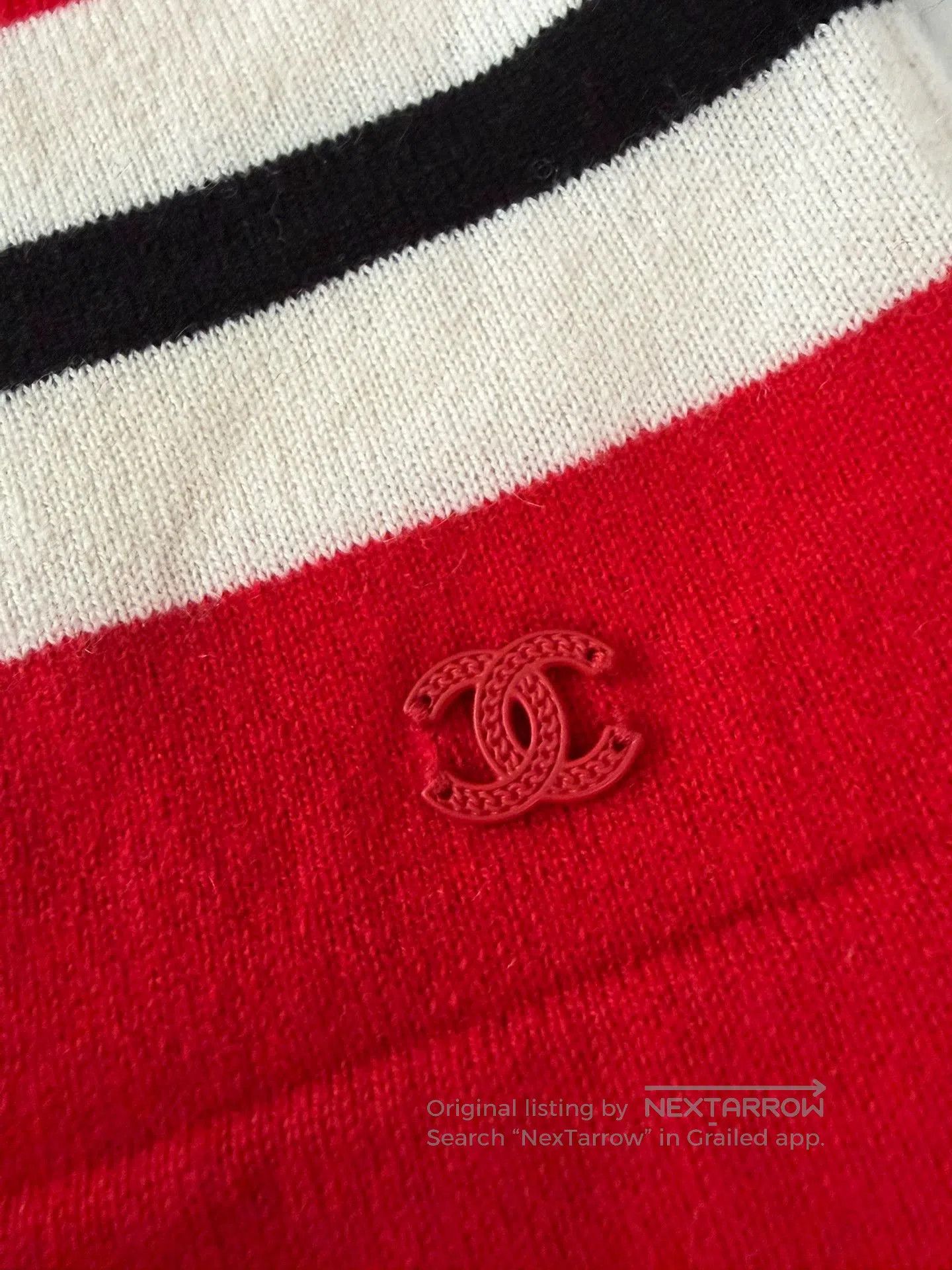 Chanel Chanel Red Knit Sporty CC Stripe Top. Size US XS / EU 42 / 0 - 4 Thumbnail