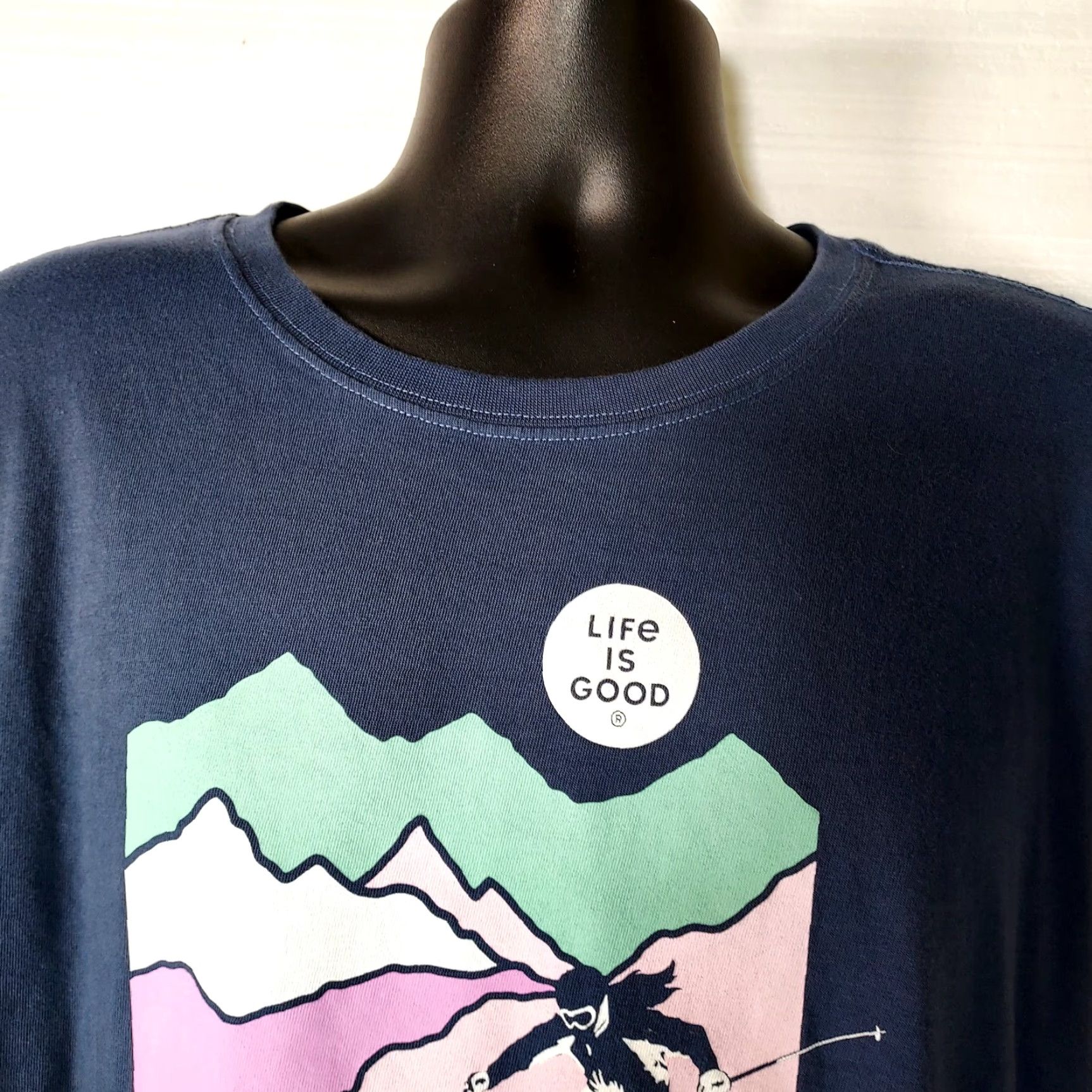 Life is Good Life Is Good Down Time Skiing Long Sleeve T-shirt Blue Women's XL T-Shirt Vintage? Size XL / US 12-14 / IT 48-50 - 5 Thumbnail