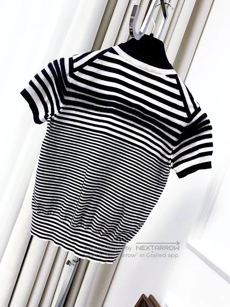 Louis Vuitton Louis Vuitton Black and white striped short sleeves Size L / US 10 / IT 46 - 2 Thumbnail