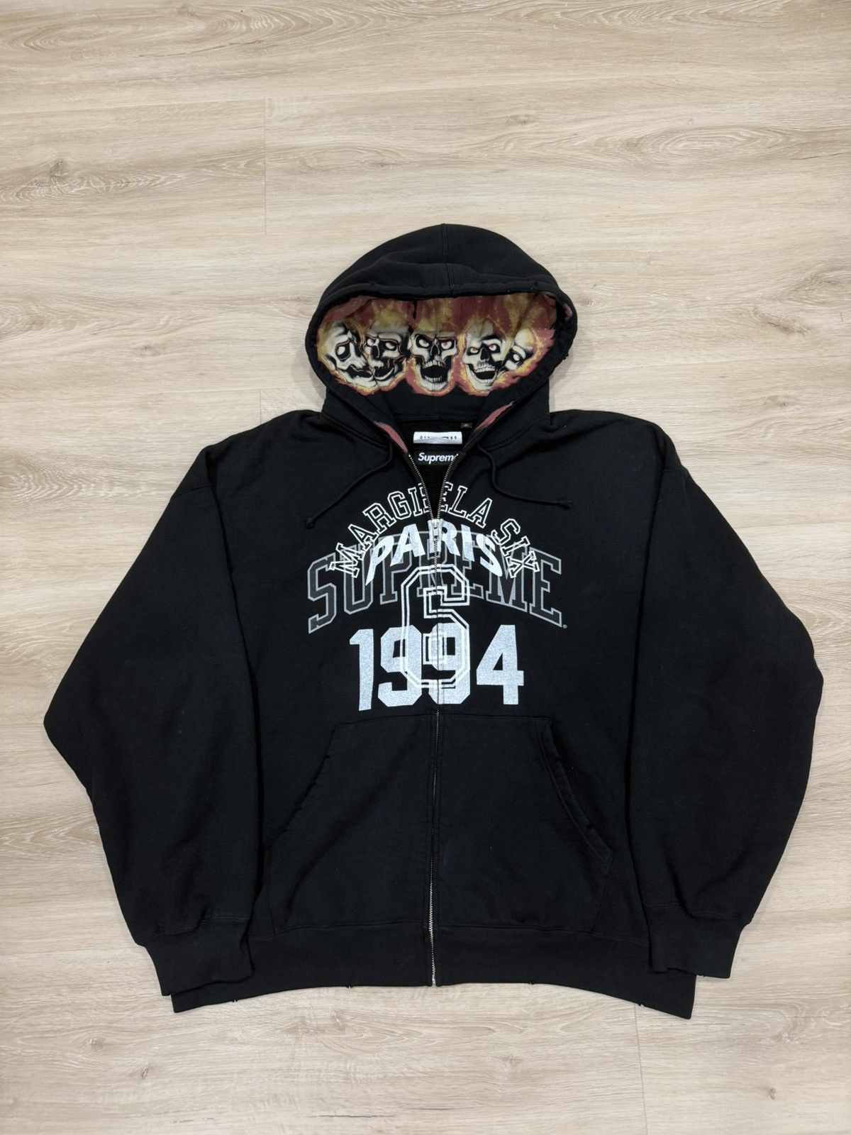 Supreme leather applique zip up hoodie | Grailed
