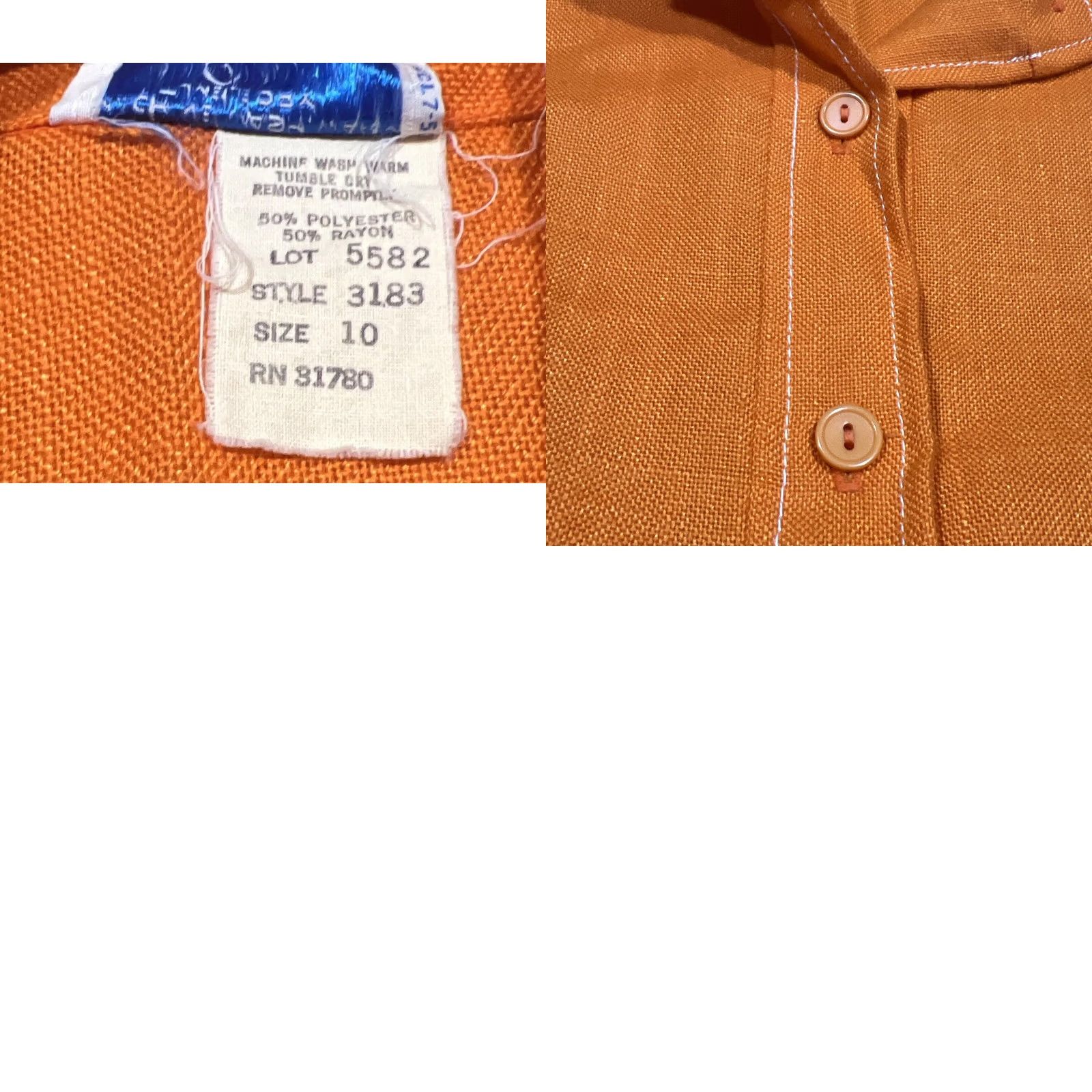 Sears VINTAGE Sears Womens Jacket Top Orange 10 Polyester Rayon 70’s Style 3183 Button Long Sleeve Mid-Length Womens Size L / US 10 / IT 46 - 9 Thumbnail