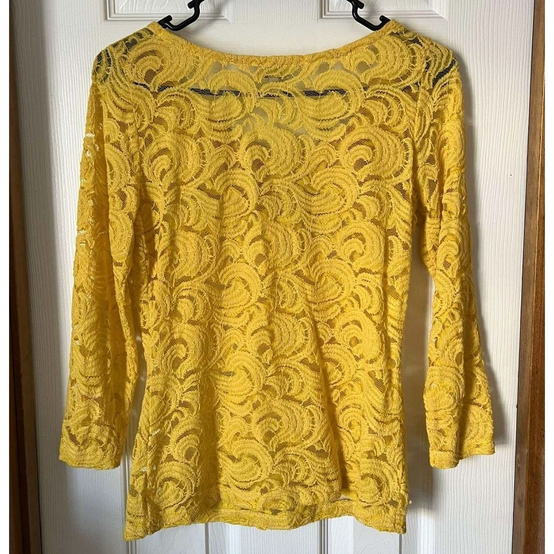 Cremieux Cremieux Women’s Mustard Yellow Lace Top – Size XS Size XS / US 0-2 / IT 36-38 - 2 Thumbnail