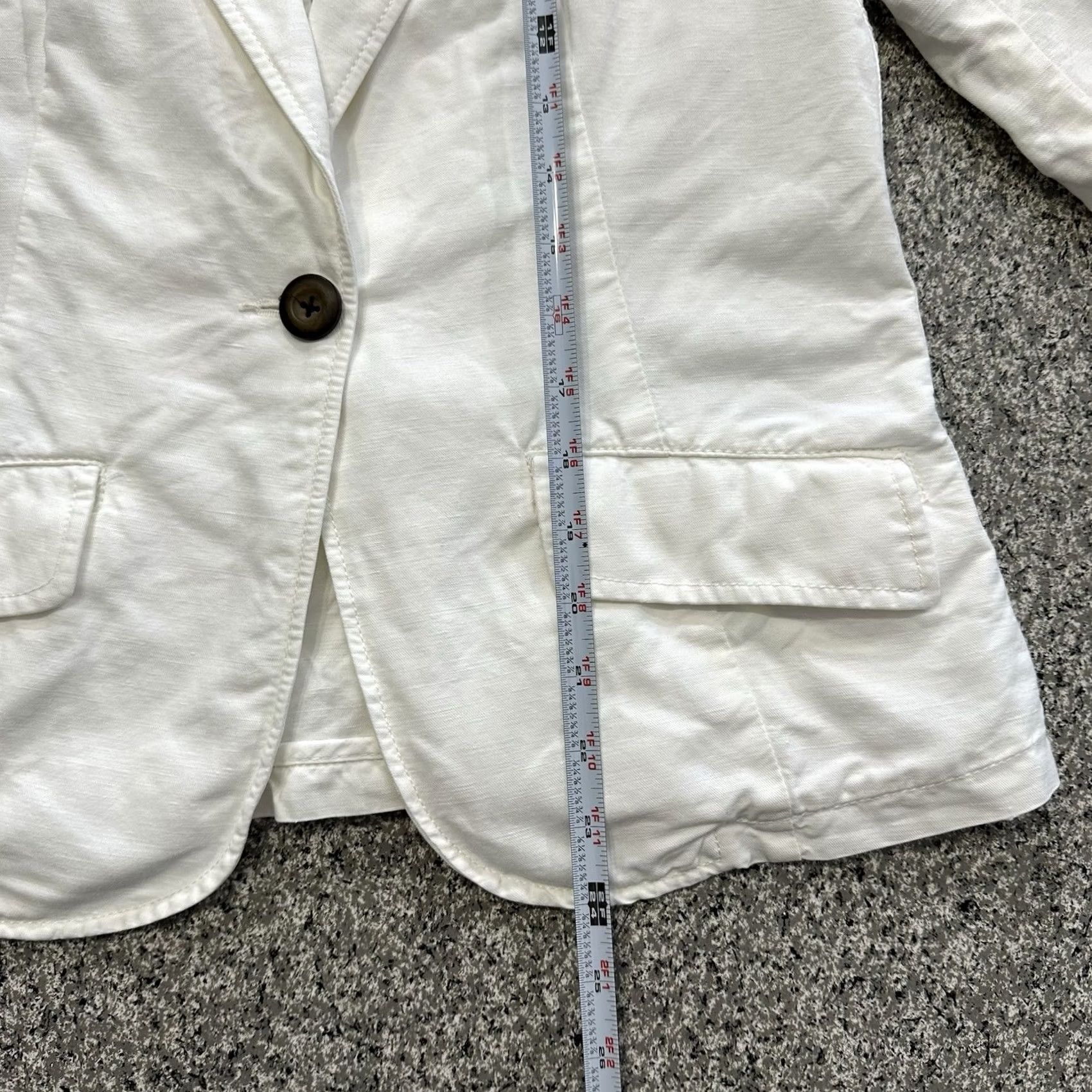 Gap Gap Blazer Shirt Womens 8 White Solid One Button Y2K Preppy Linen Blend Hooded Lightweight Full Zip Jacket Size M / US 6-8 / IT 42-44 - 4 Thumbnail
