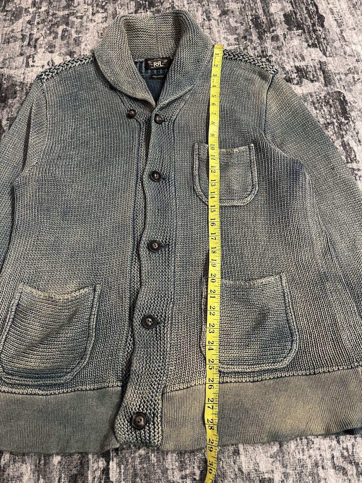 RRL Ralph Lauren RRL Double Ralph Lauren Indigo Cardigan Distressed Knit Size US L / EU 52-54 / 3 - 18 Thumbnail